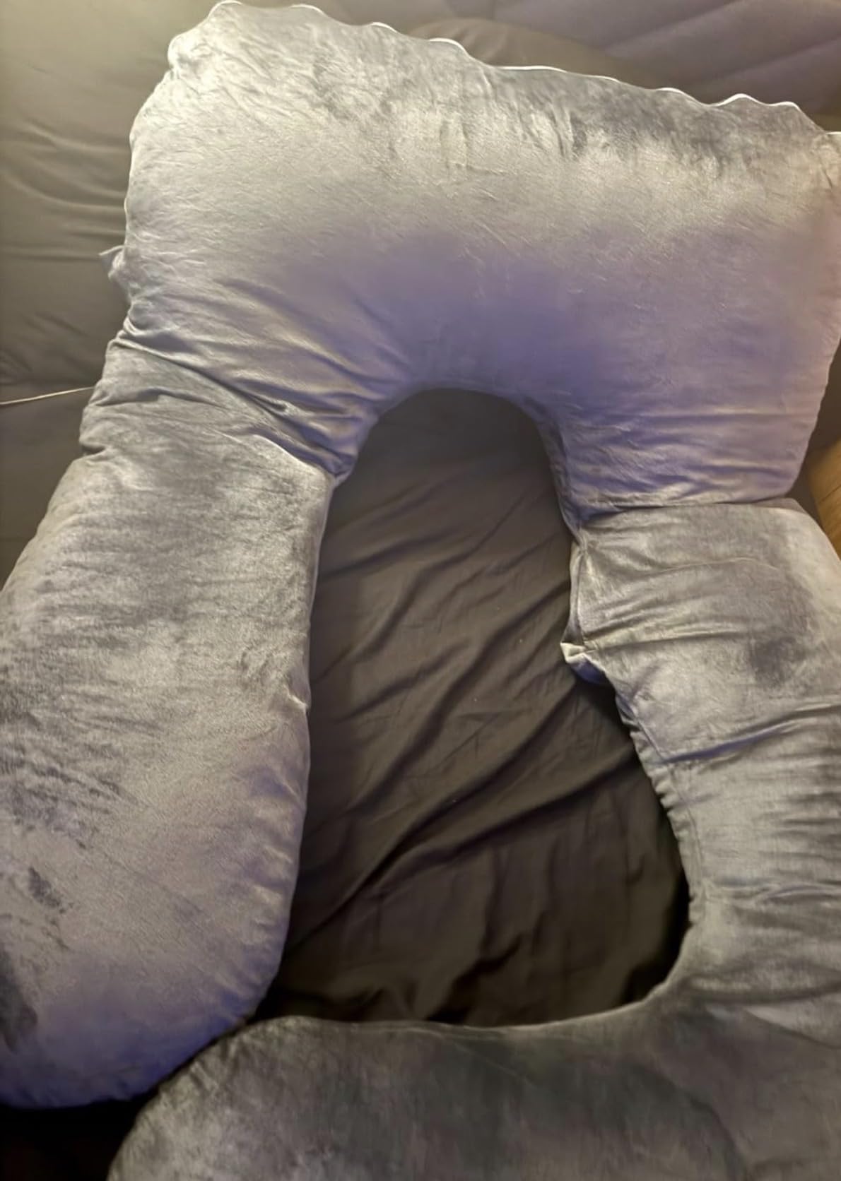 Pregnancy Pillows for Sleeping, U Shaped Full Body Maternity Pillow for Pregnant Women with Removable Cooling Cover, Support for Back, HIPS, Legs, Belly, 57 Inch, Grey customer photo 2