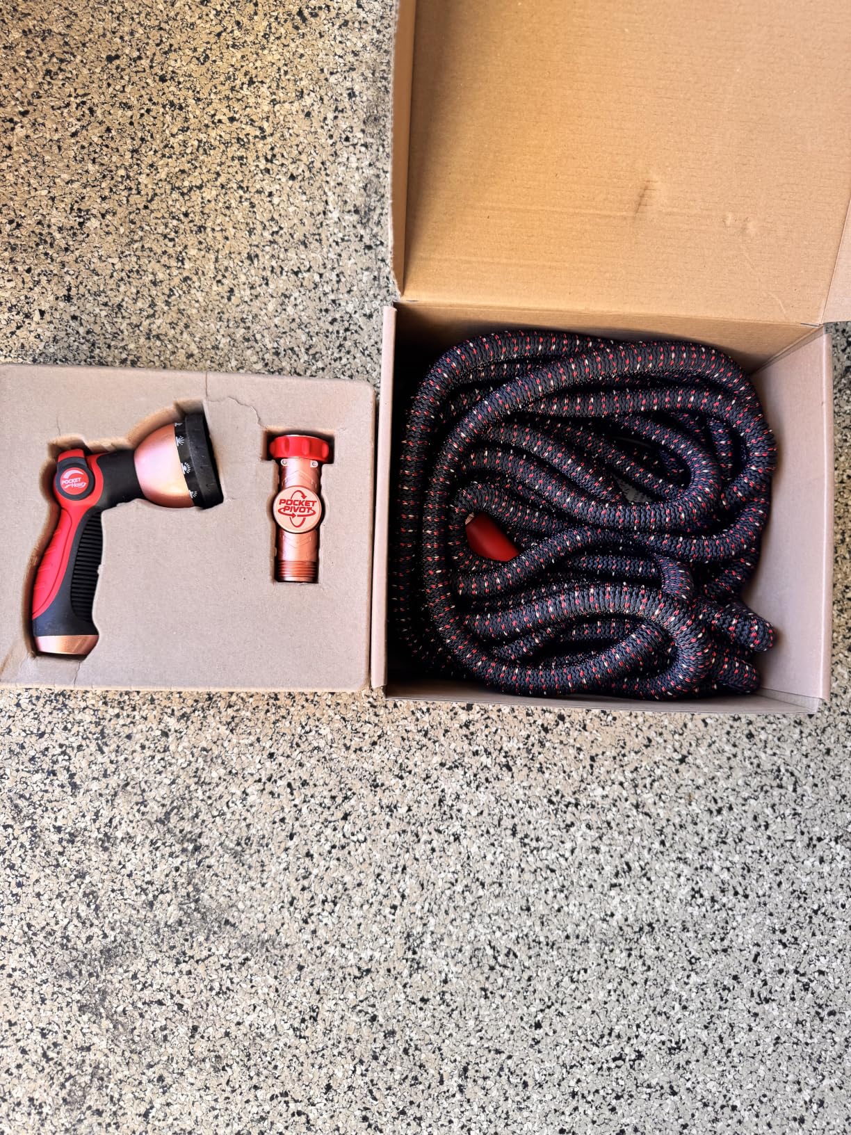 Pocket Hose Ballistic 50 FT Expandable Garden Hose, No-Kink, As Seen on TV | Anti-burst sleeve reinforced with bulletproof fiber, 360-degree swiveling pocket pivot connector, lightweight compact design customer photo 2