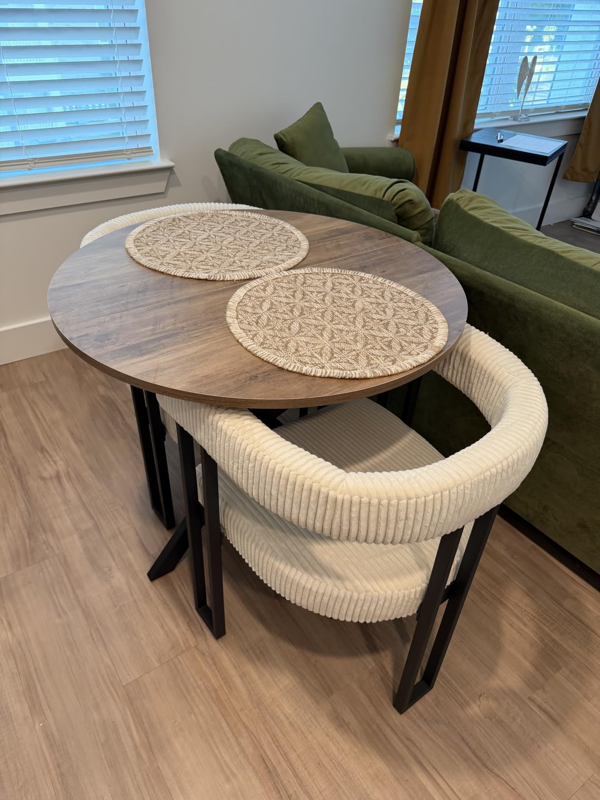 VIRRMO Boucle Corduroy Upholstered Dining Chair Set of 6 with Metal Legs Mid Century Modern Kitchen Chairs for Dining Room in Cream customer photo 1