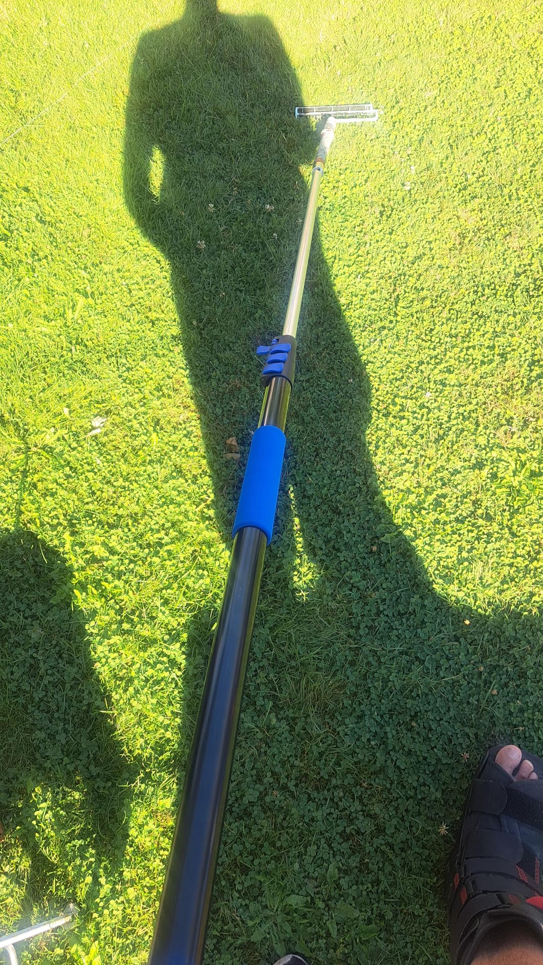 Buyplus Pool Pole - Upgraded 16 Foot Telescopic Extendable Swimming Pool Pole with 4-16FT Aluminium Heavy Duty Extension Pole for Skimmer Nets, Rakes, Brushes and Vacuum Heads, Universal 1.25 inch, Orange customer photo 1