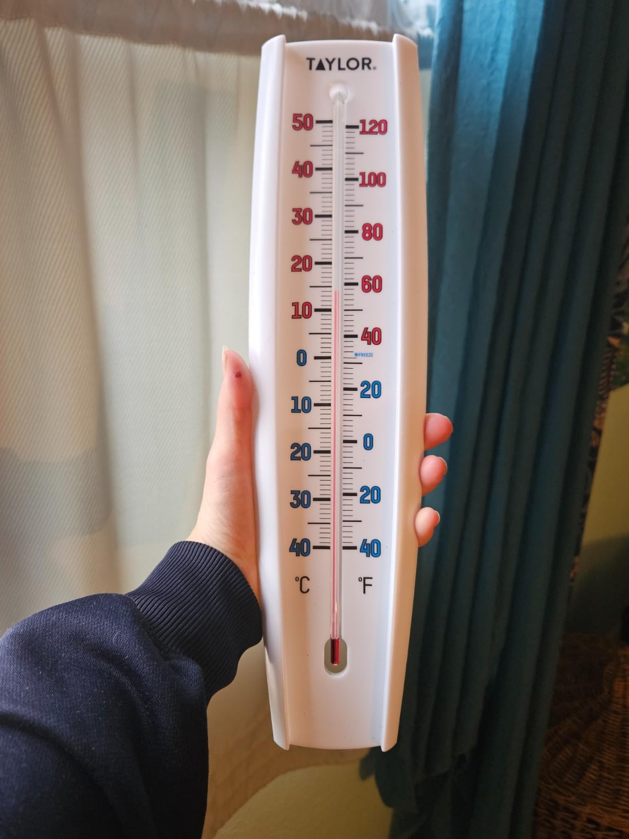 Taylor Indoor Outdoor Thermometer - Jumbo Number Wall Thermometer, Wireless Thermometer for Patio, Garden, or Nursery Area, 14.5-inch, White customer photo 1