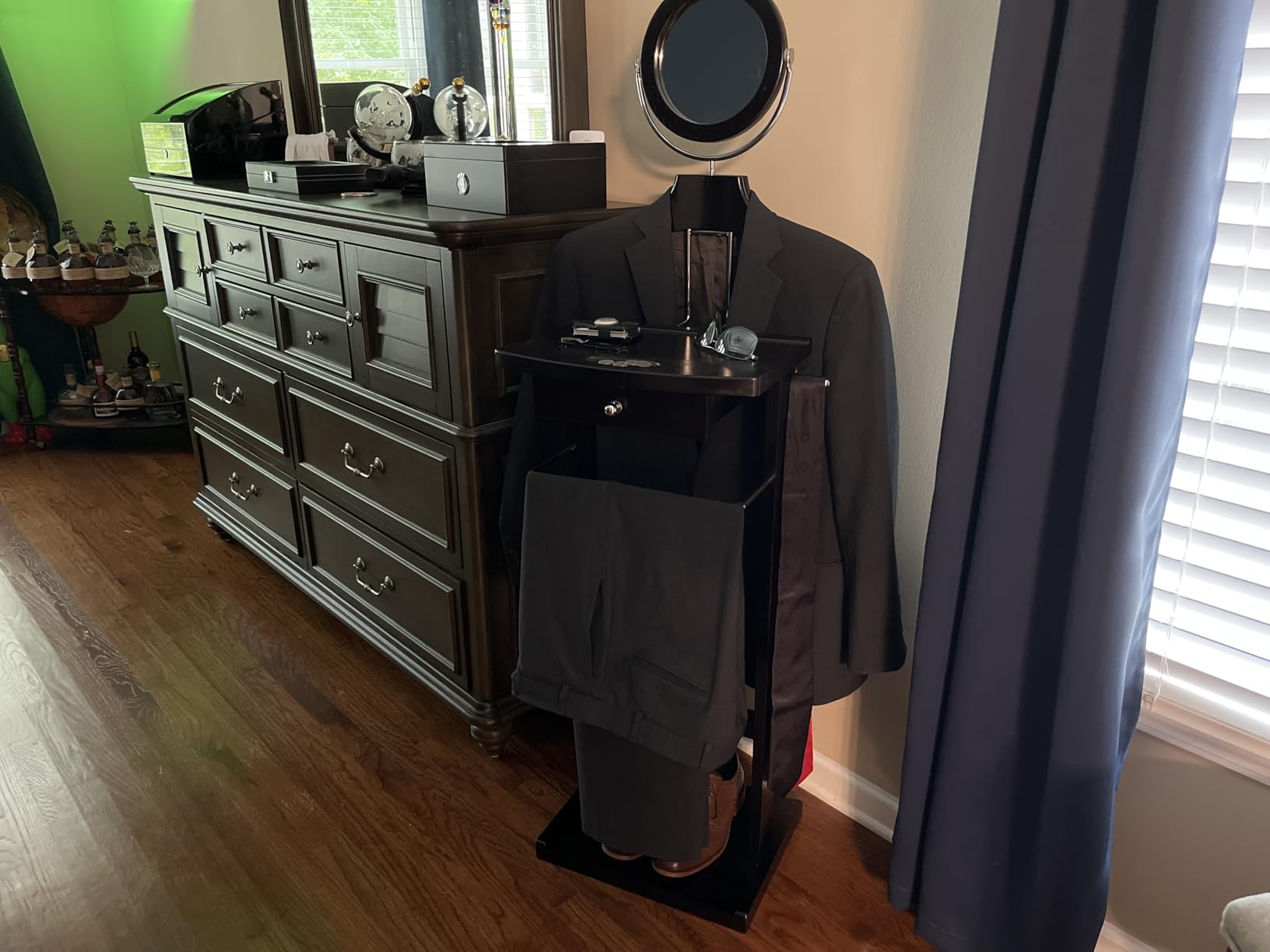 Winsome Wood Valet Stand With Wood Base, Dark Espresso (92155) | Classic Display Rack for Men & Women, Convenient & Attractive Hanging Organizer with Mirror & Storage Drawer customer photo 1