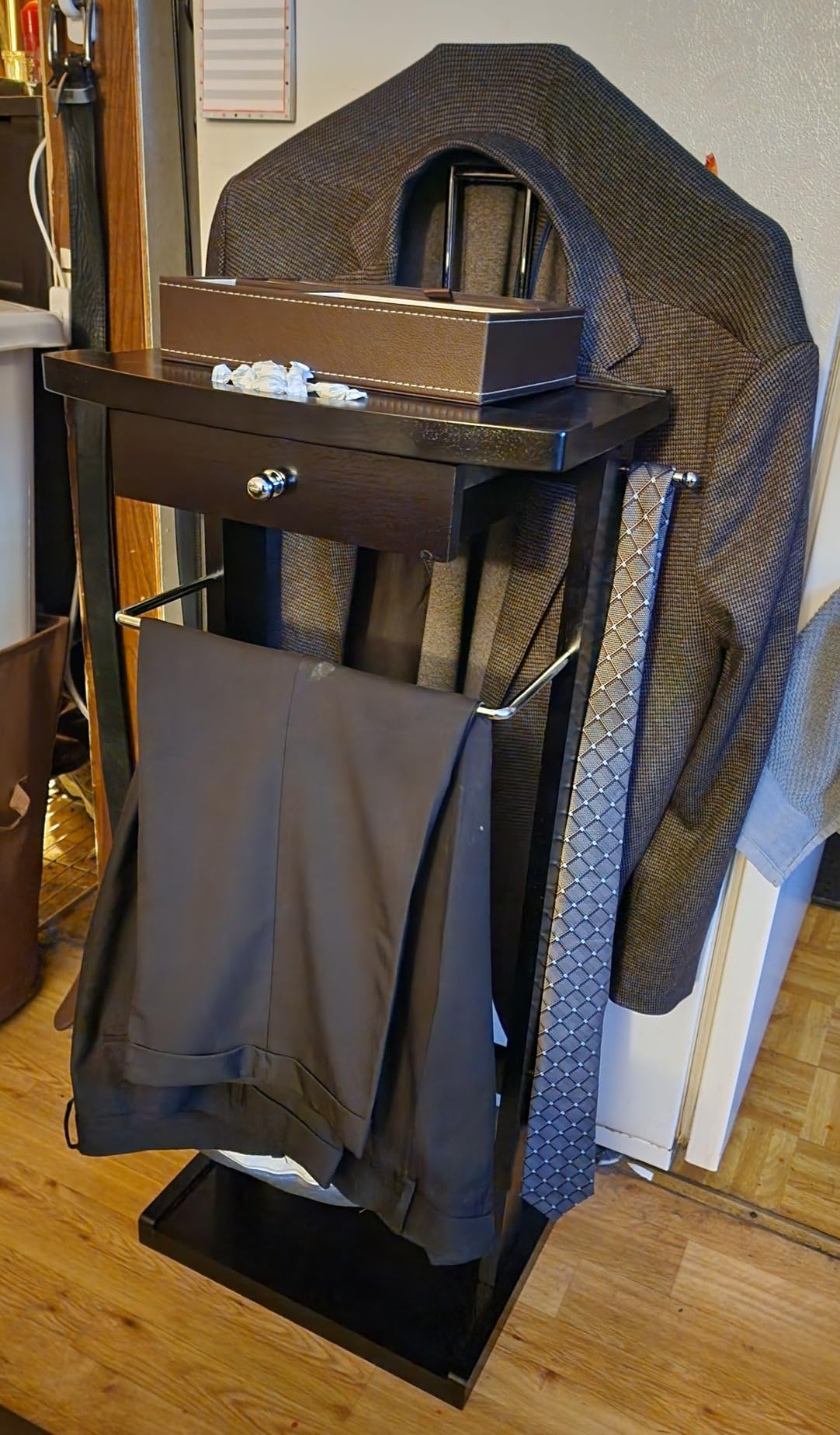 Winsome Wood Valet Stand With Wood Base, Dark Espresso (92155) | Classic Display Rack for Men & Women, Convenient & Attractive Hanging Organizer with Mirror & Storage Drawer customer photo 2