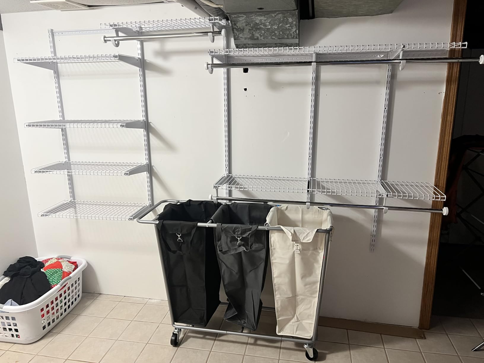 rubbermaid configurations deluxe custom closet kit 3-6 ft. adjustable metal wire shelving white finish expandable organization system hardware included for home closet/pantry/laundry/mudroom customer photo 1