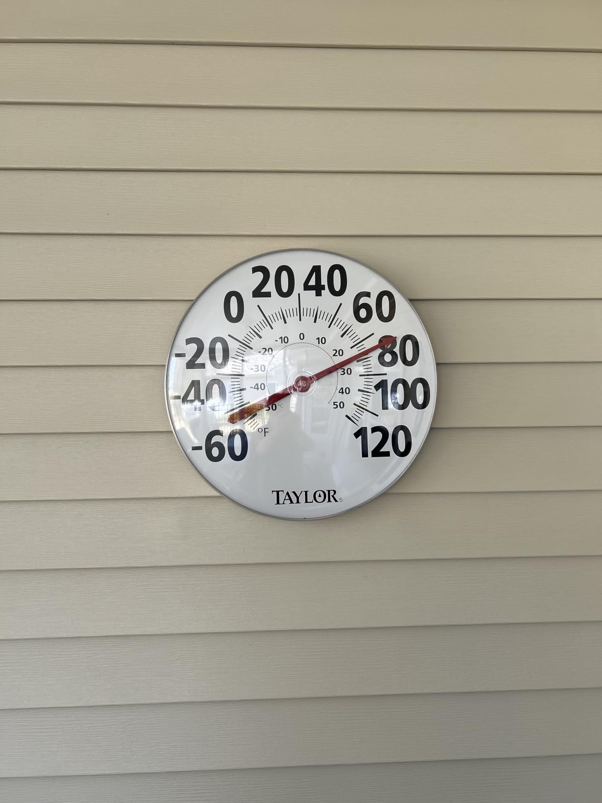 Taylor Extra Large Metal Wall Indoor Outdoor Thermometer, Easy to Read Numbers for Patio, Pool, and Indoor Areas, 18 inch, White customer photo 1