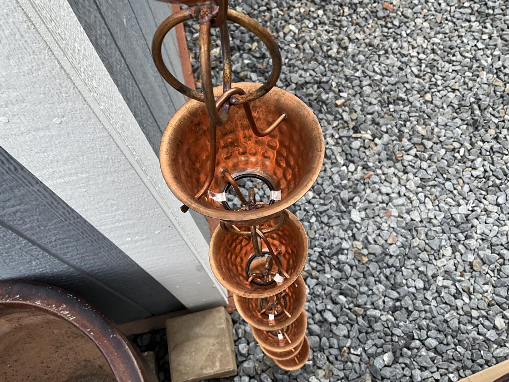 Monarch Rain Chains Pure Copper Hammered Cup Rain Chains for Gutters - 8.5 ft Decorative Rainchain Outdoor Durable Heavy Duty Gutter Chain Downspout Replacement, Modern Rainchains for Outside customer photo 2