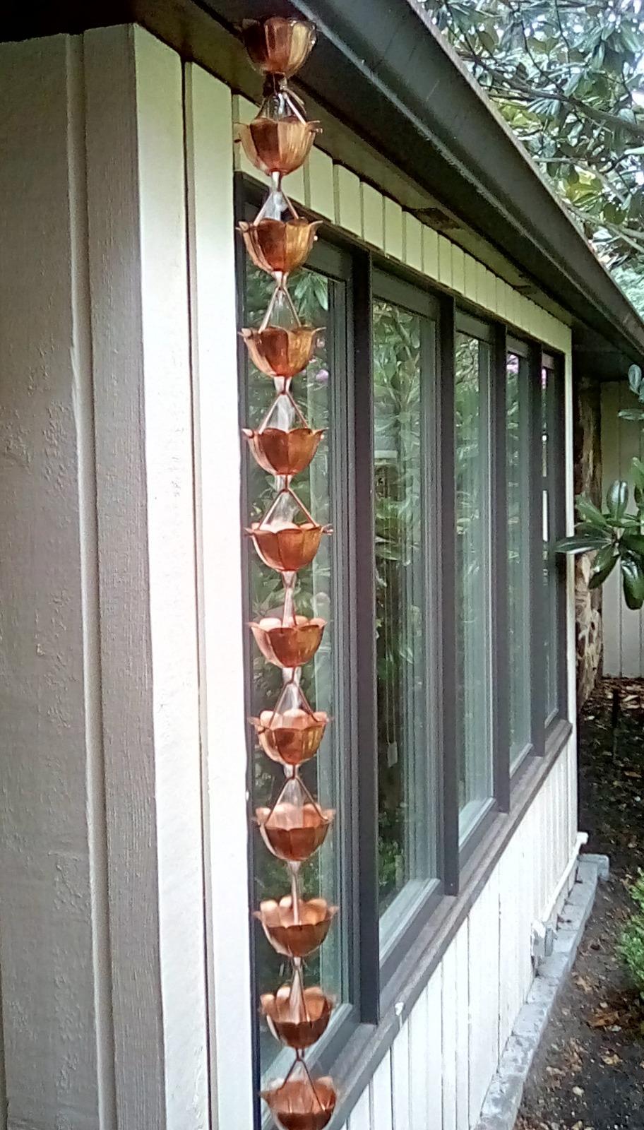 Monarch Rain Chains Pure Copper Lotus Cup Rain Chains for Gutters - 8.5 ft Decorative Rainchain Outdoor Durable Heavy Duty Gutter Chain Downspout Replacement customer photo 2