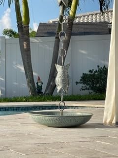 Good Directions 479V1 Rain Chain Basin Large 16-1/2 Inch Diameter, 4 Inches High, 100% Blue Verde Pure Copper customer photo 2