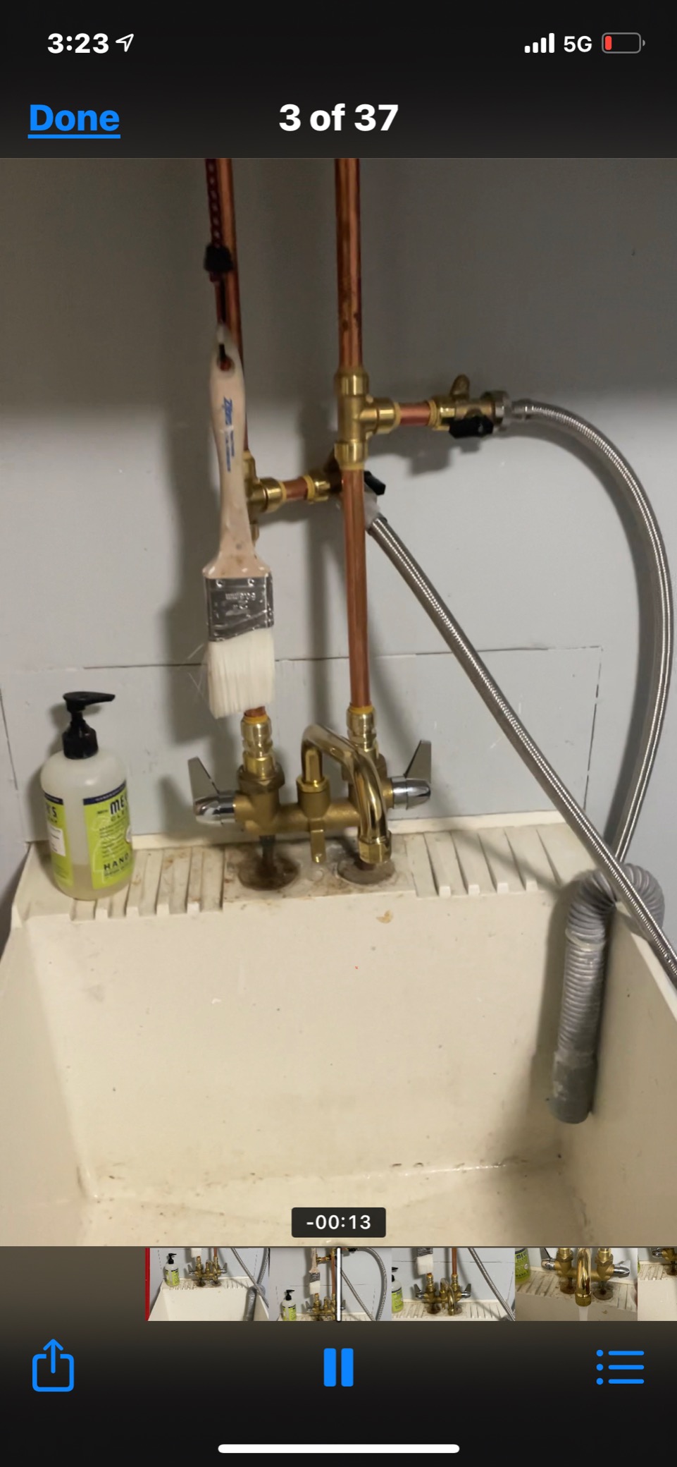 Homewerks Worldwide 3310-250-RB-B Rough Brass Laundry Faucet | 1/4 Turn Drip-Free Cartridges, 7 in. Brass Swivel Spout, 2.2 GPM at 60 PSI, Includes Utility Sink Hose customer photo 2