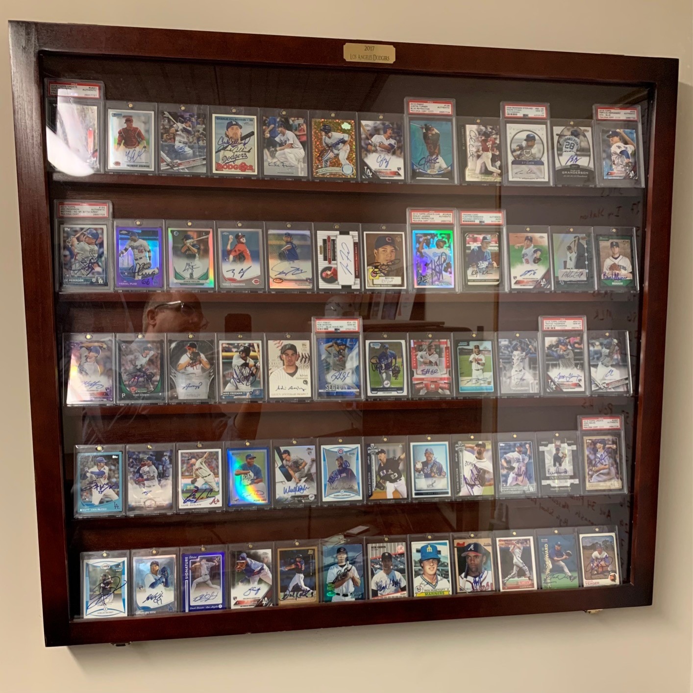 Baseball Card Display Case - 50 Graded Sports Card Display Frame Lockable - PSA Graded Card Case with UV Protection | Card Display for Football & Basketball | Black customer photo 1