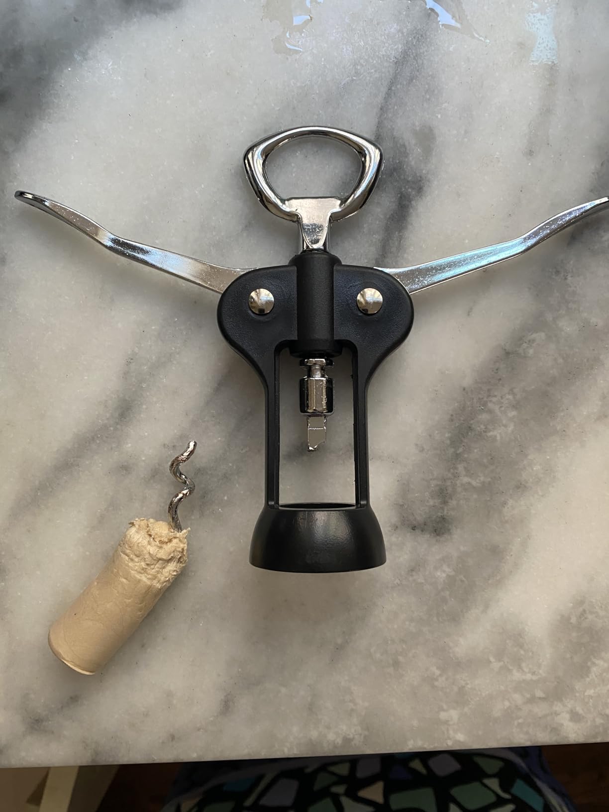 Chef Craft Select Waiters Corkscrew with Foil Cutter and Bottle Opener, 5 inches in Length, Stainless Steel/Black customer photo 2
