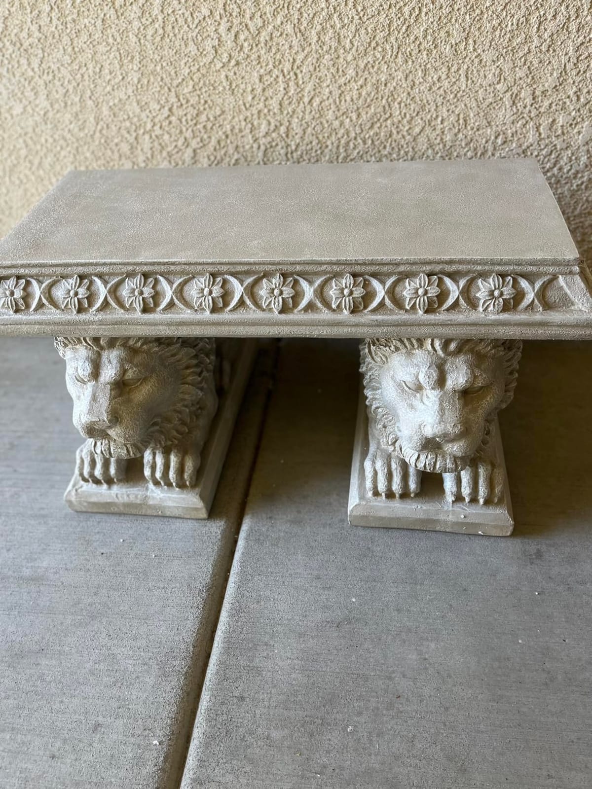 Design Toscano Grand Lion of John's Square Outdoor Garden Bench Seat, 29 inches wide, 15 inches tall, Cast Stone Resin, Antique Stone Finish customer photo 1