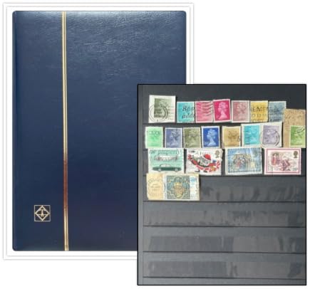LIGHTHOUSE - COMFORT Padded Leather Cover Stockbook for Stamps - 32 Black Cardstock A4 Pages with Clear Strips and Double Linen Hinges - Blue customer photo 2