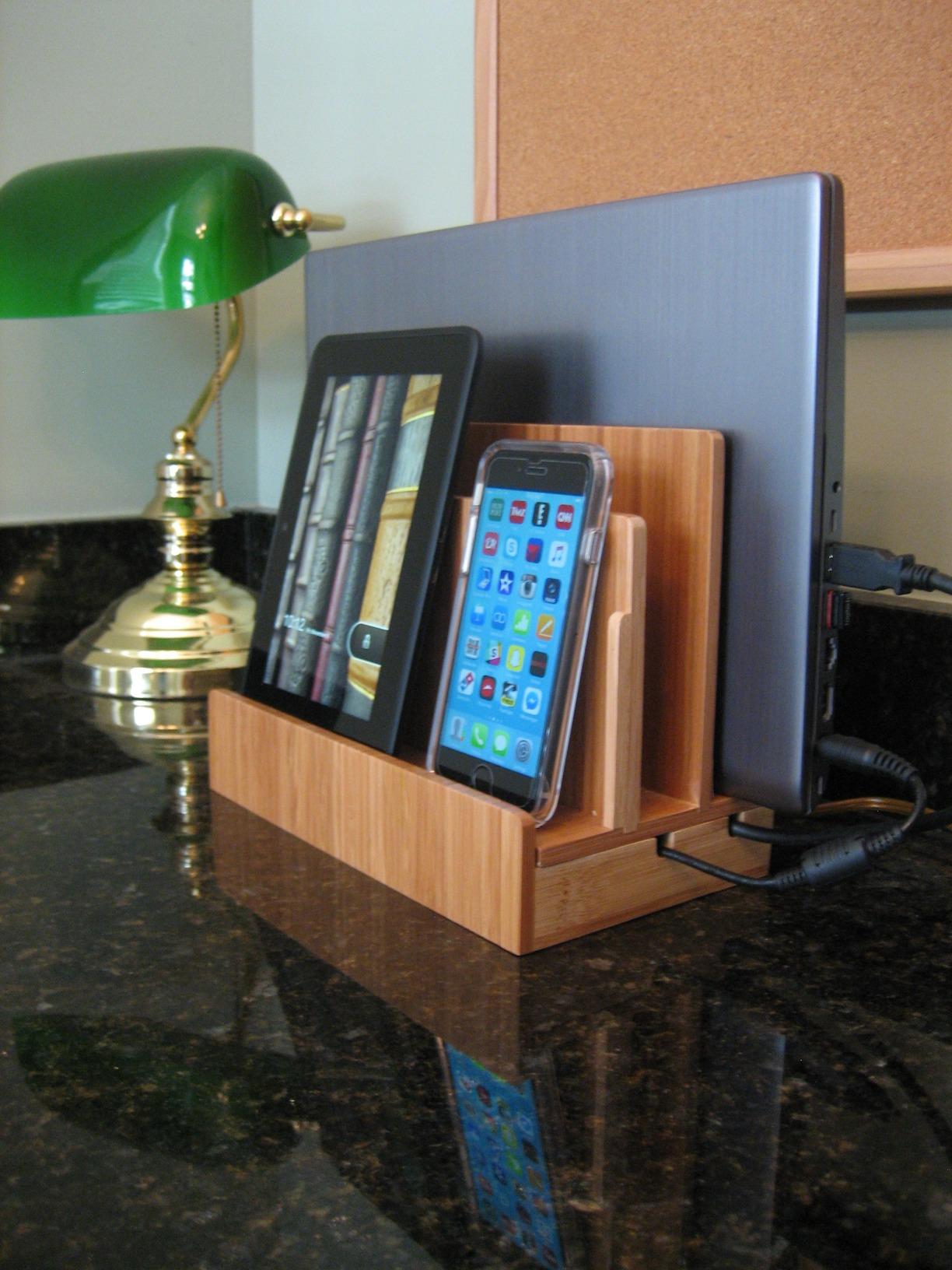 Great Useful Stuff G.U.S. Multi-Device Charging Station Dock & Organizer - Multiple Finishes Available. for Laptops, Tablets, and Phones - Strong Build, Eco-Friendly Bamboo customer photo 1