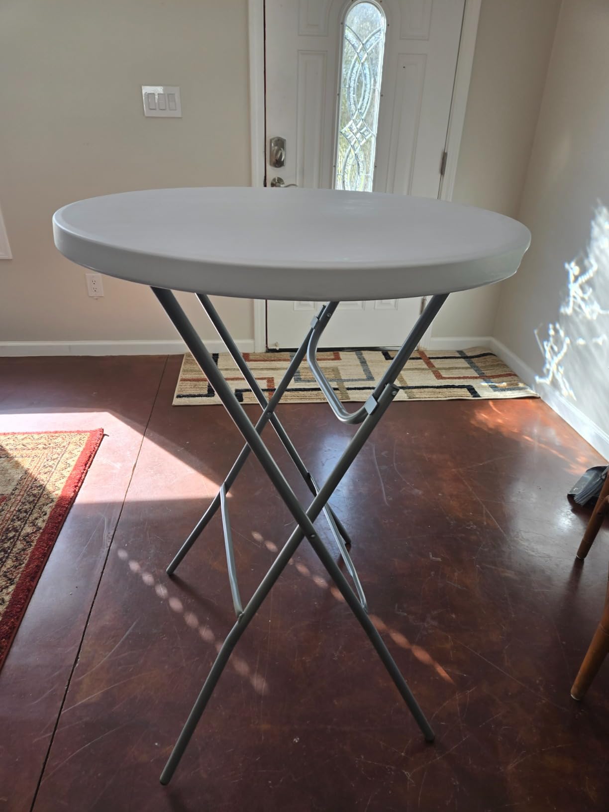 Flash Furniture 2.63 ft Plastic Round Folding Bar Table, Granite White customer photo 2
