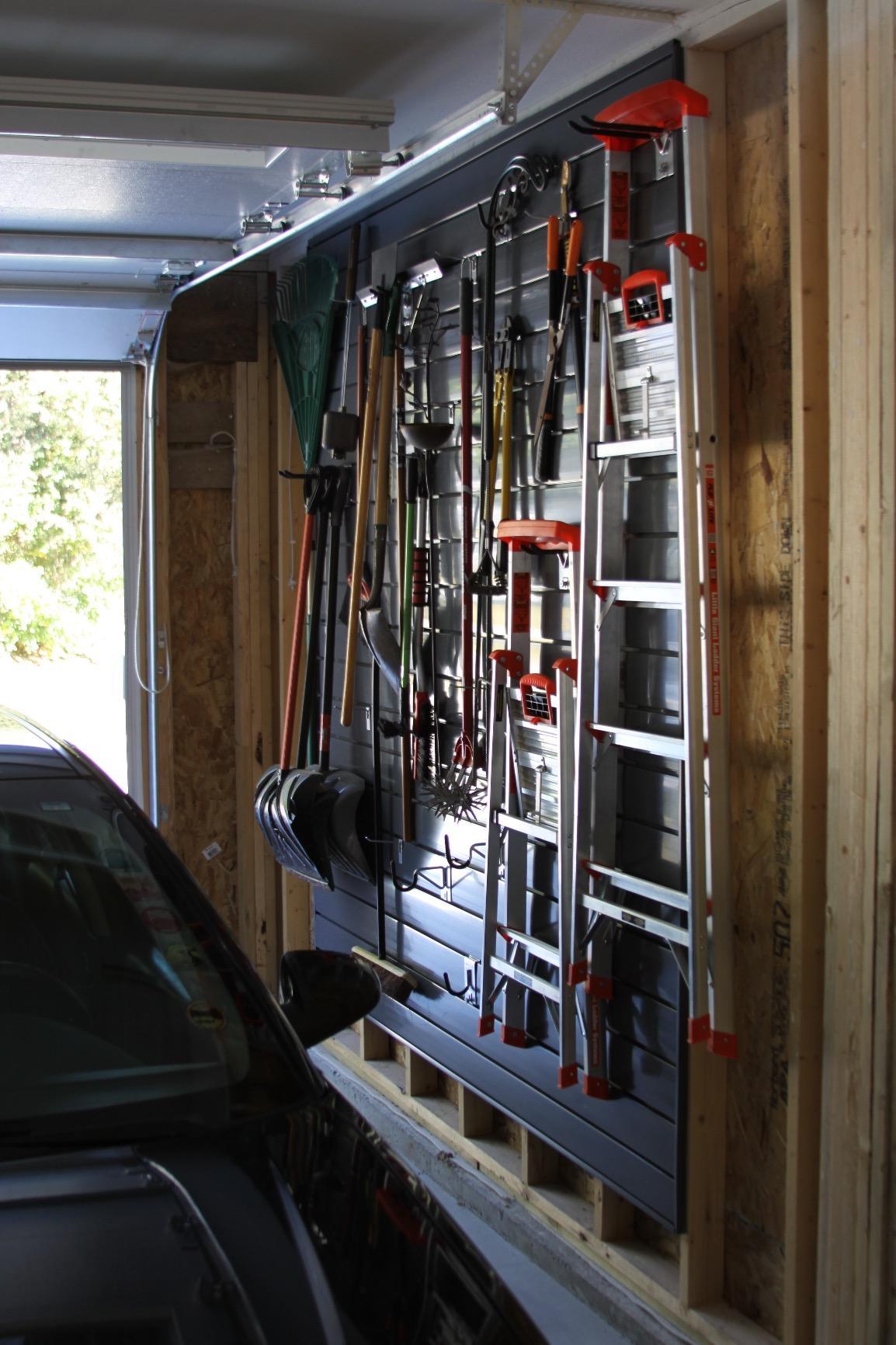 Proslat 88105 Heavy Duty PVC Slatwall Garage Organizer, 8-Feet by 4-Feet Section, 10 Panels, Charcoal (Dark Grey) customer photo 1