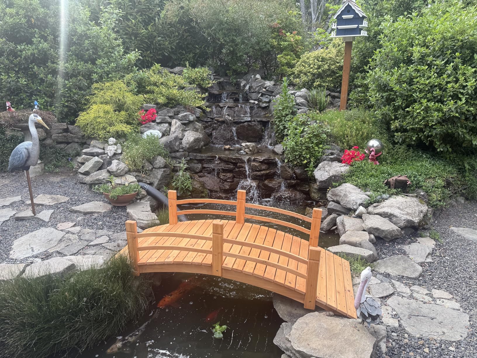 Shine Company 4980N 4 Ft. Cedar Wood Garden Bridge with Side Rails, Natural customer photo 2