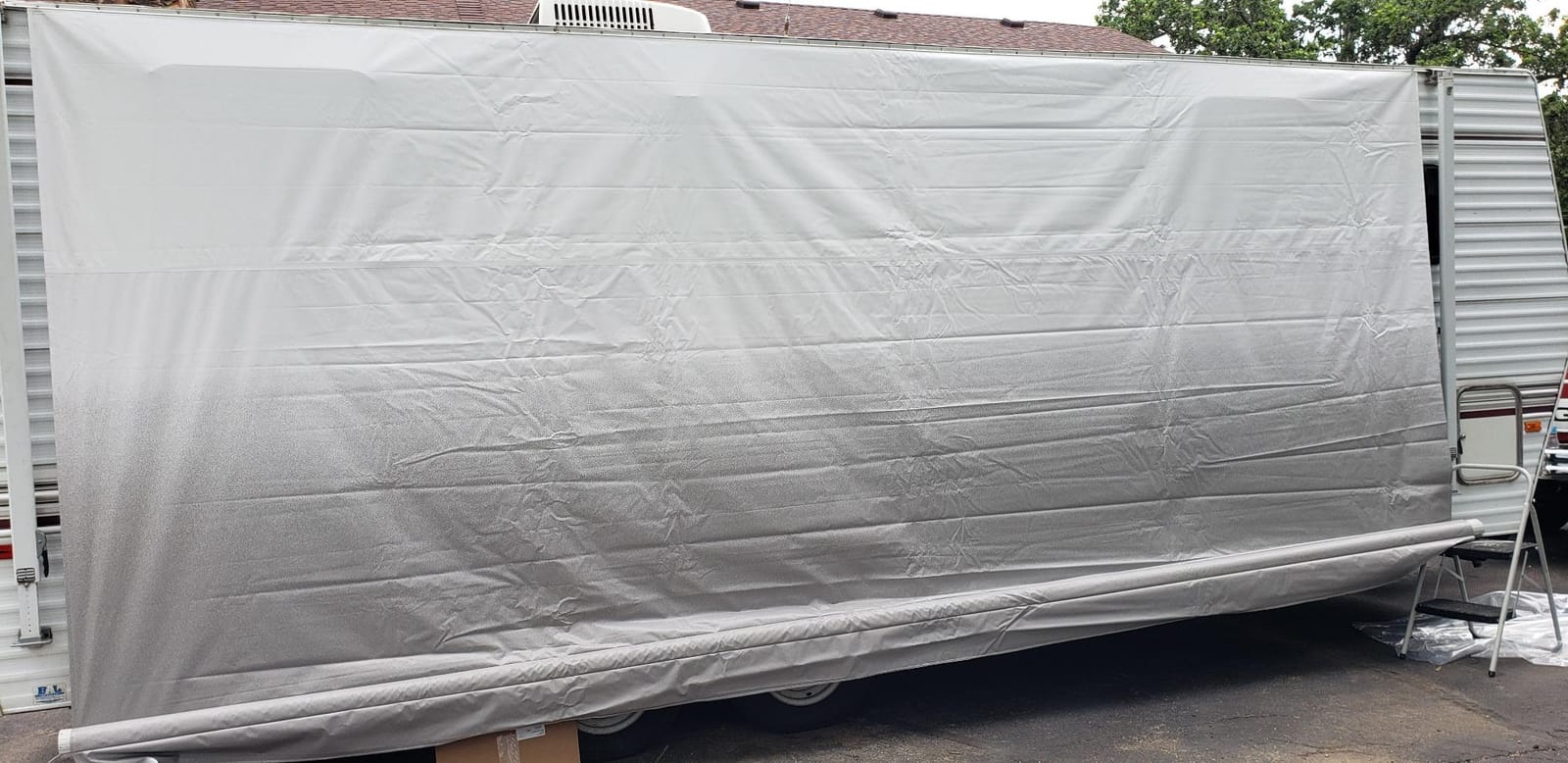 SunWave- RV Awning Fabric Replacement | RV Electric Awning Fabric Replacement | Premium Vinyl RV Canopy | Awning Replacement (16', Camel Fade) customer photo 2