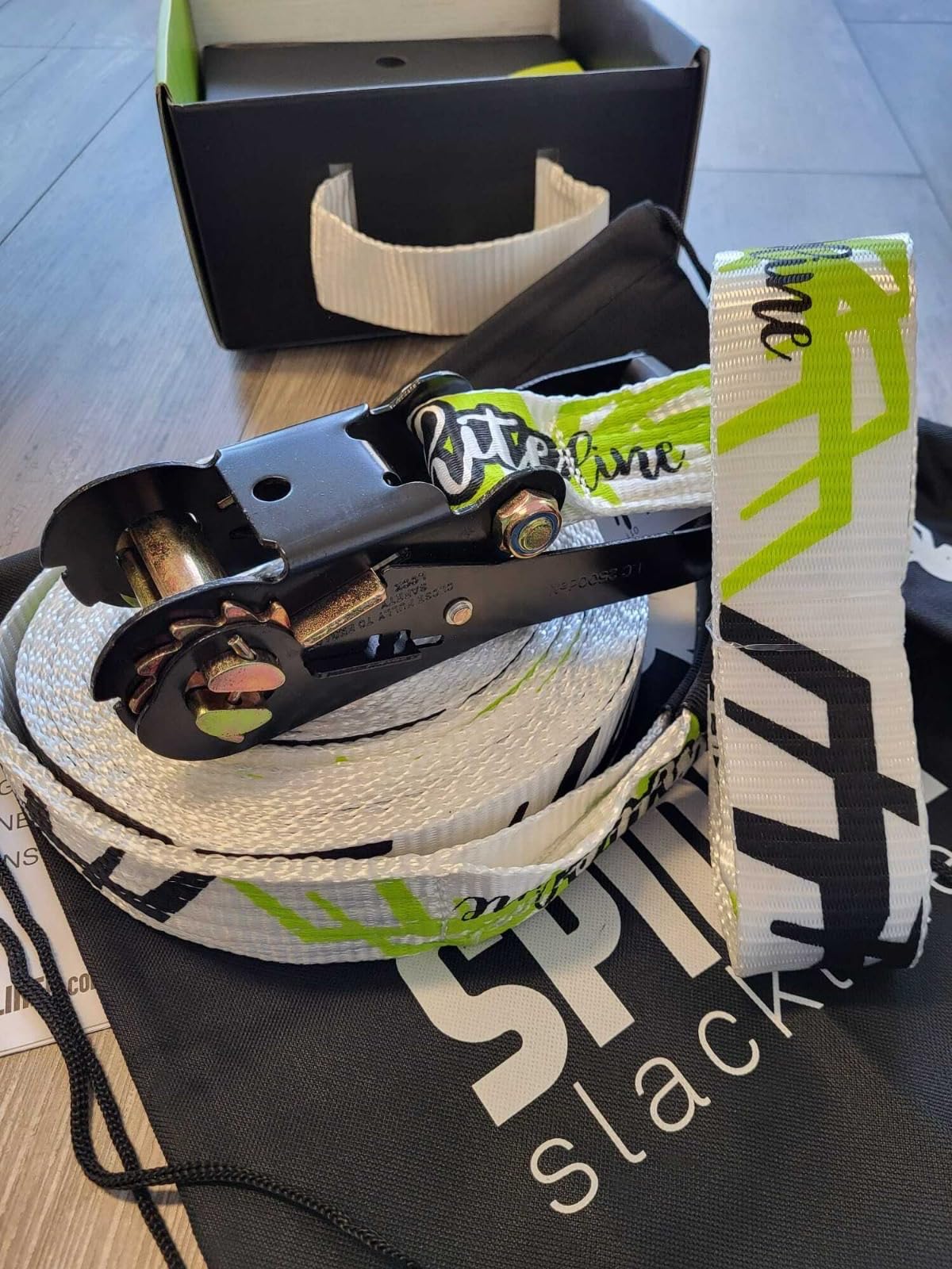 Spider Slacklines - White Line Slackline Kit for Beginners - Contains a Ratchet and a 50 ft Line - Complete Set 50 ft Length customer photo 1