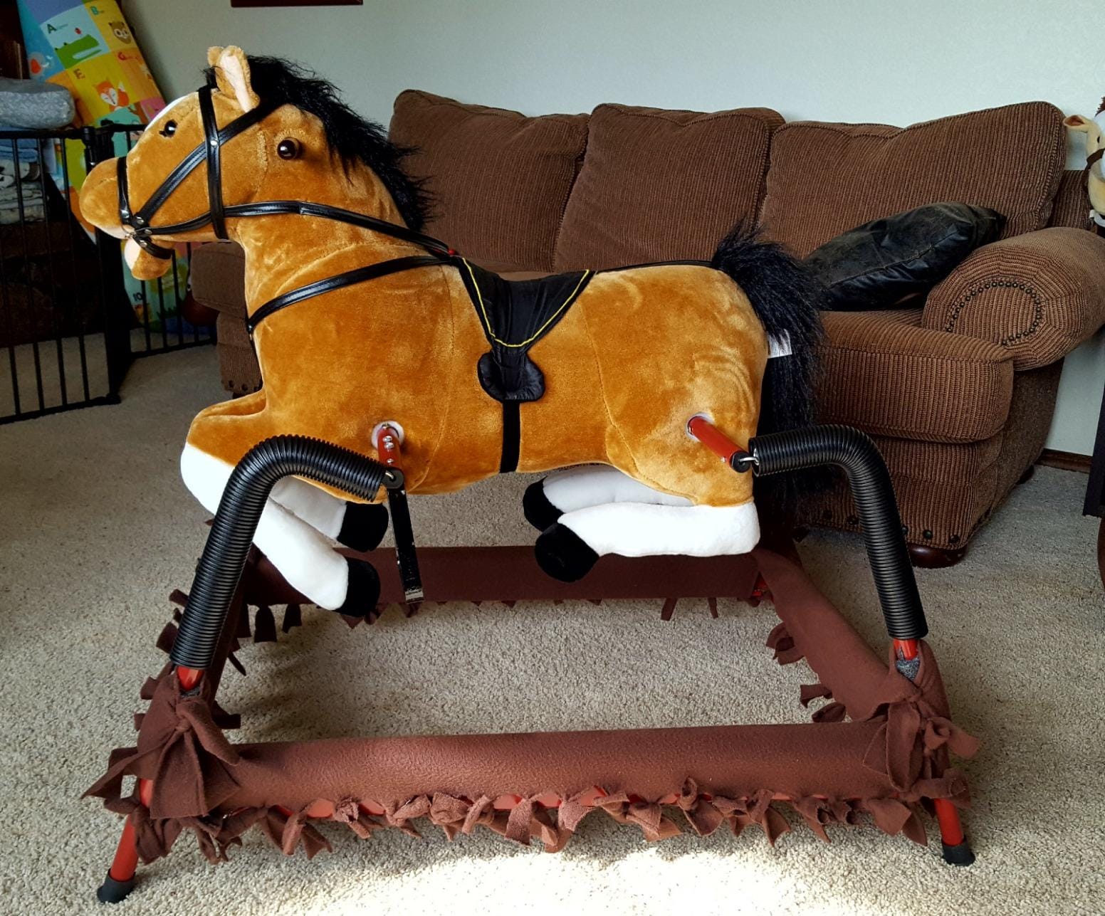 Qaba Spring Rocking Horse Durable Plush for Toddlers with Realistic Sounds | Bouncing Rocker Toy customer photo 2