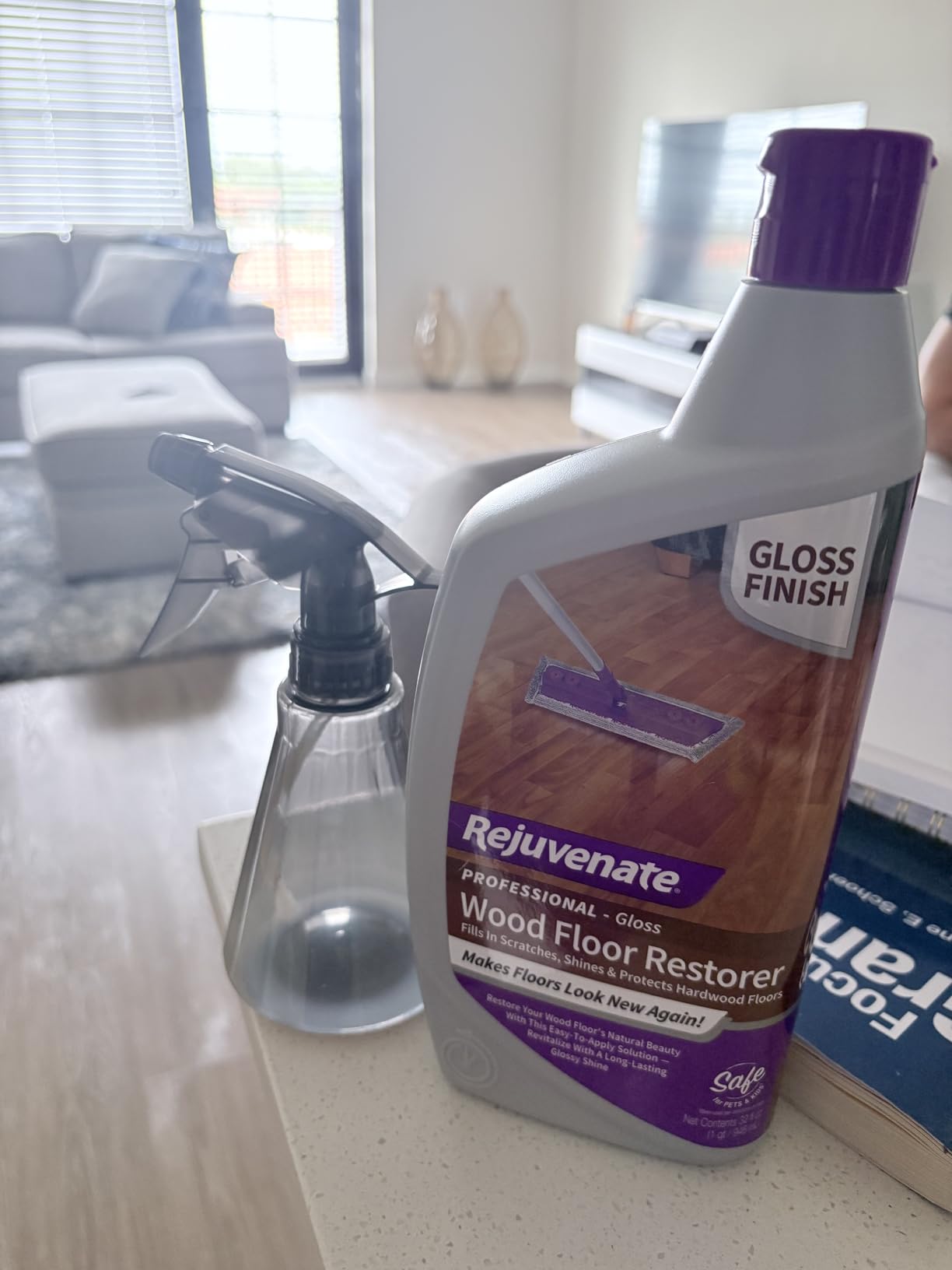 Rejuvenate Professional Wood Floor Restorer 32 Oz, Gloss Finish | 1-Coat Application Fills Scratches, Shines & Protects Hardwood Floors, Leaves A Glossy Finish, Safe For Pets & Kids customer photo 1