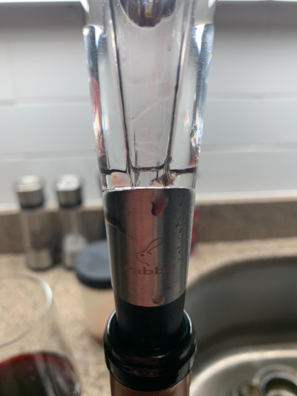 Rabbit Wine Aerator Pourer Spout - Instant In-Bottle Aerating for Richer, Smoother Wine - Dripless Pour Spout for Red and White Wine customer photo 2