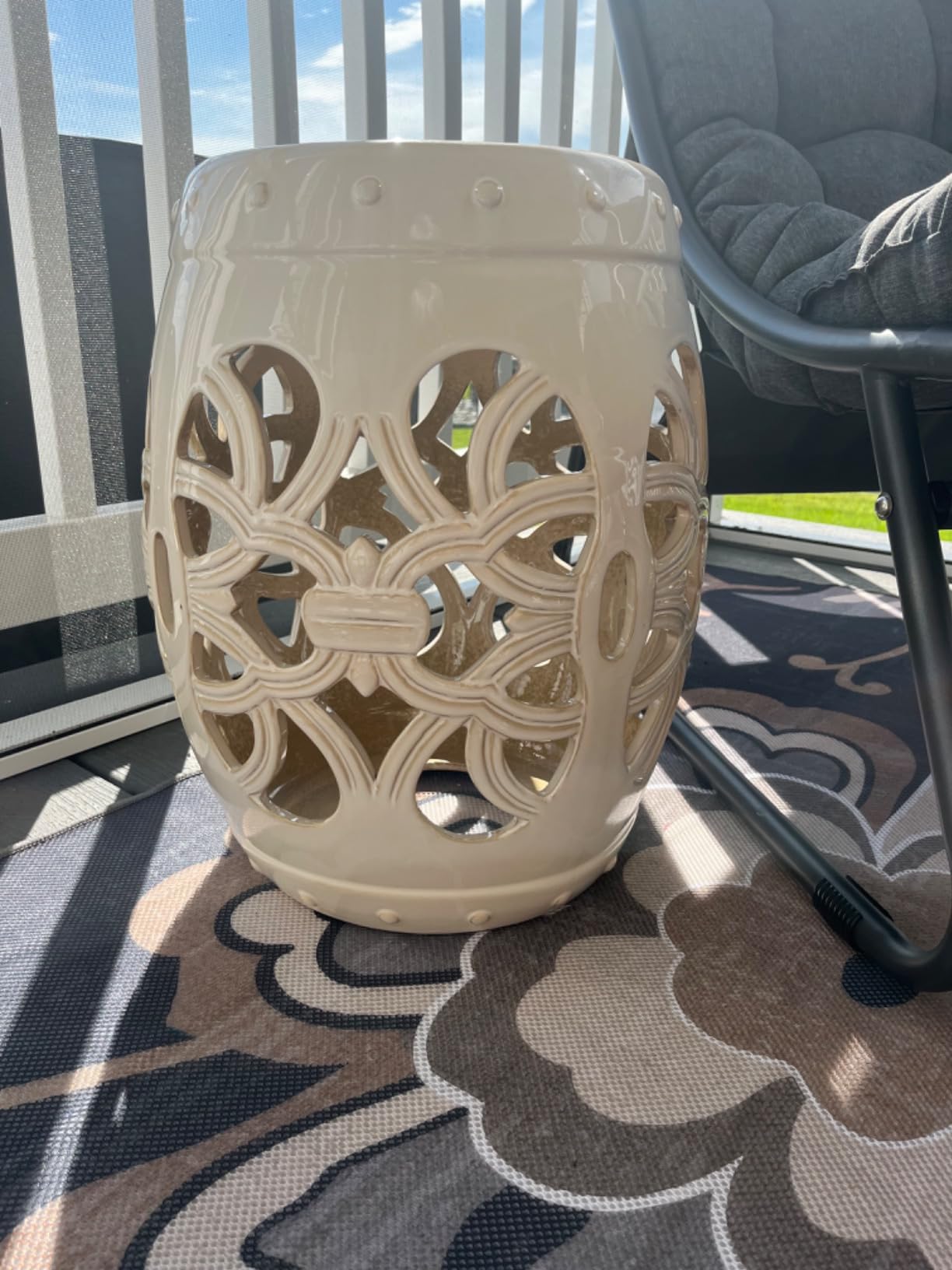SAFAVIEH Furniture - Imperial Vine Decorative Garden Stool - Orange - Ceramic - Artisan Hand-Painted Design - Ideal for Living Room, Patio, Garden - Fully Assembled (ACS4539D) customer photo 1