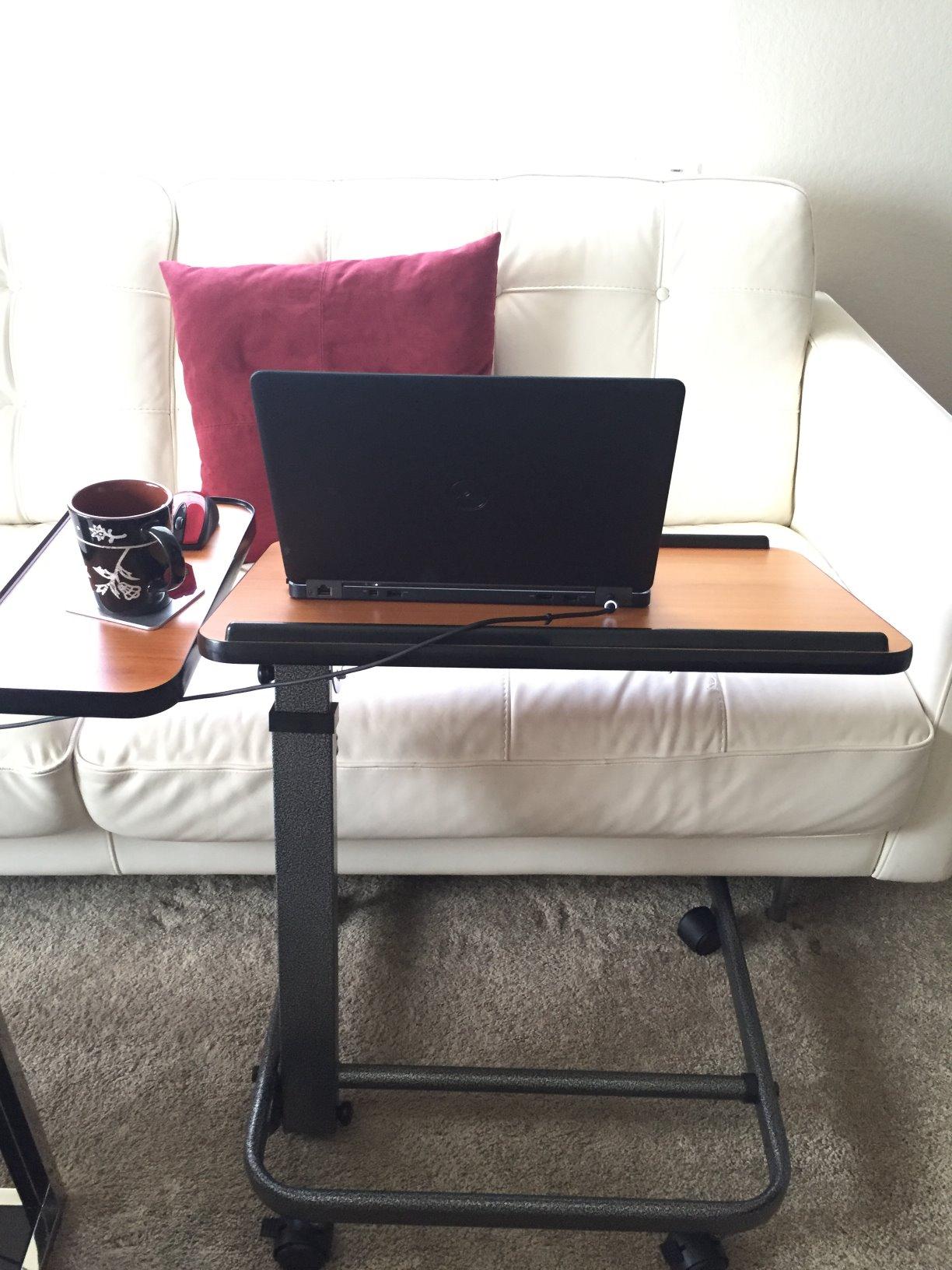 Acrobat Professional Overbed/Laptop Table, Tilting Mast, Height Adjustable with Casters. Split Top and Folds for Easy Storage. U-Shaped Base customer photo 2