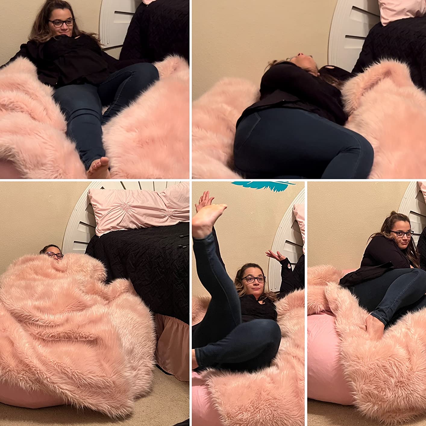 Sofa Sack Bean Bag Chair - Plush, Ultra Soft - Memory Foam Bean Bag Chair with Microsuede Cover - Stuffed Foam Filled Furniture and Accessories for Dorm Room 5 Feet - Charcoal customer photo 2