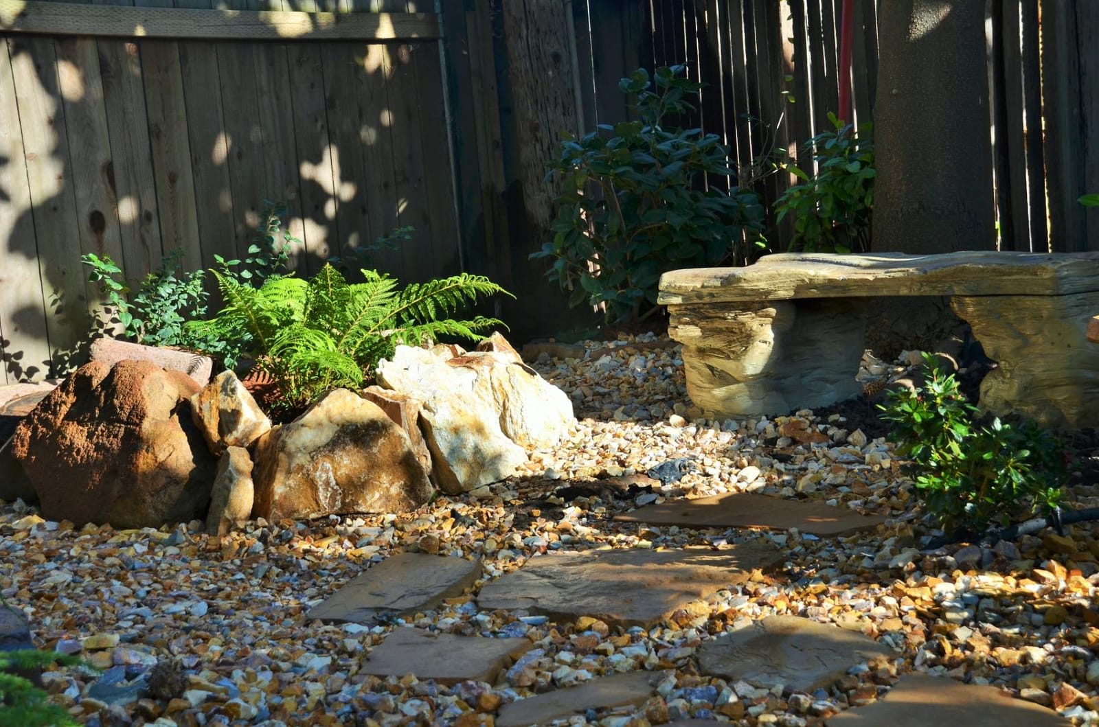 Cast Stone Petrified Rock Bench - 3 Piece Concrete Patio Furniture, Hand Sculpted Fine Cast Stone customer photo 1
