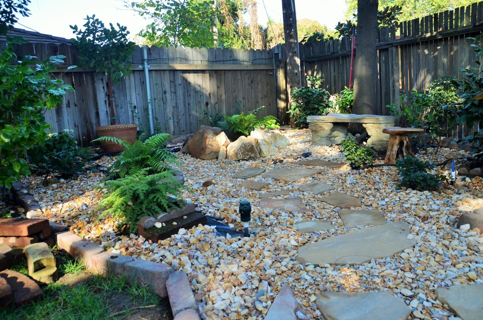 Cast Stone Petrified Rock Bench - 3 Piece Concrete Patio Furniture, Hand Sculpted Fine Cast Stone customer photo 2