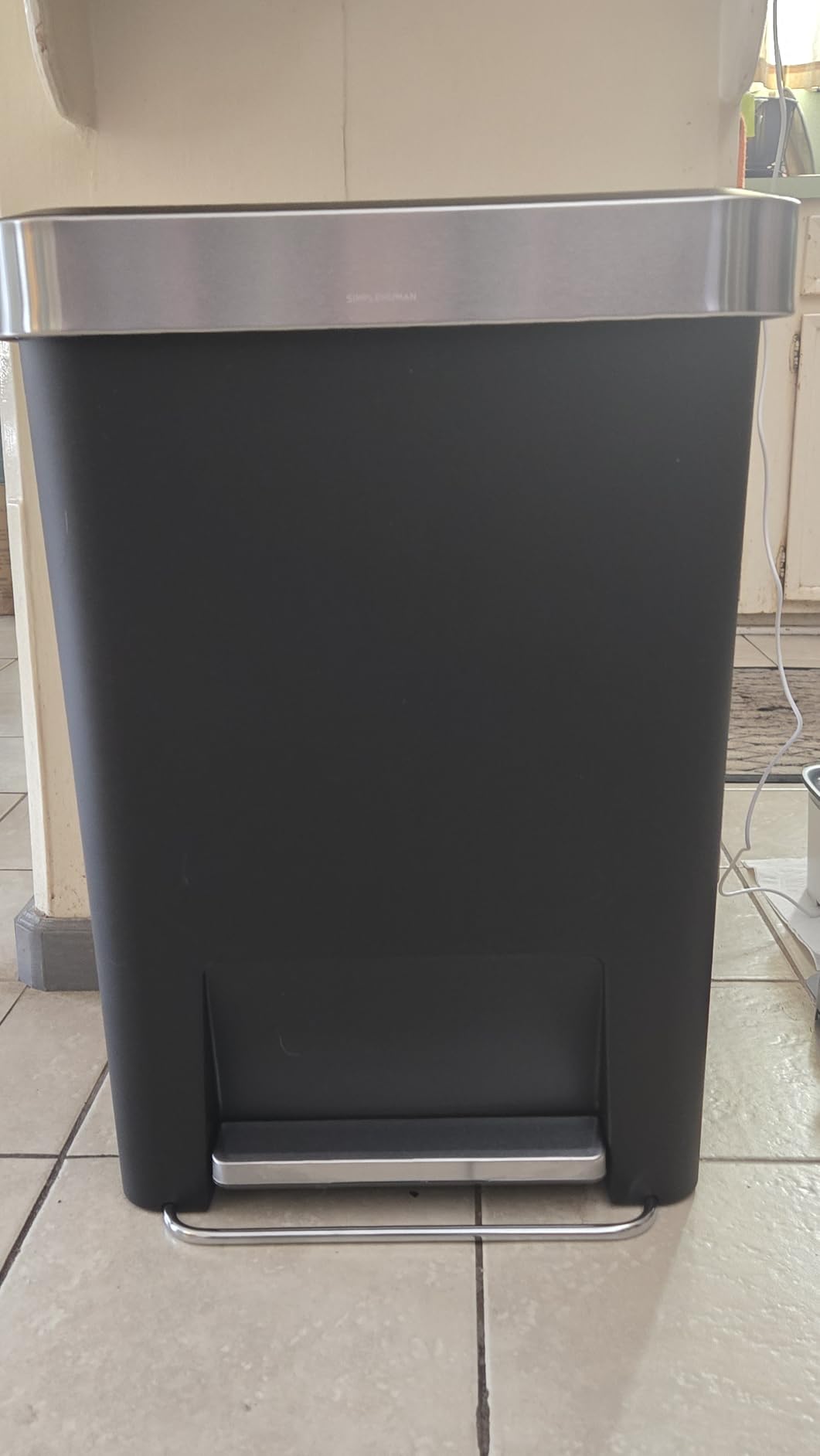 simplehuman 45 Liter / 12 Gallon Rectangular Kitchen Step Trash Can with Soft-Close Lid, Grey Plastic customer photo 2