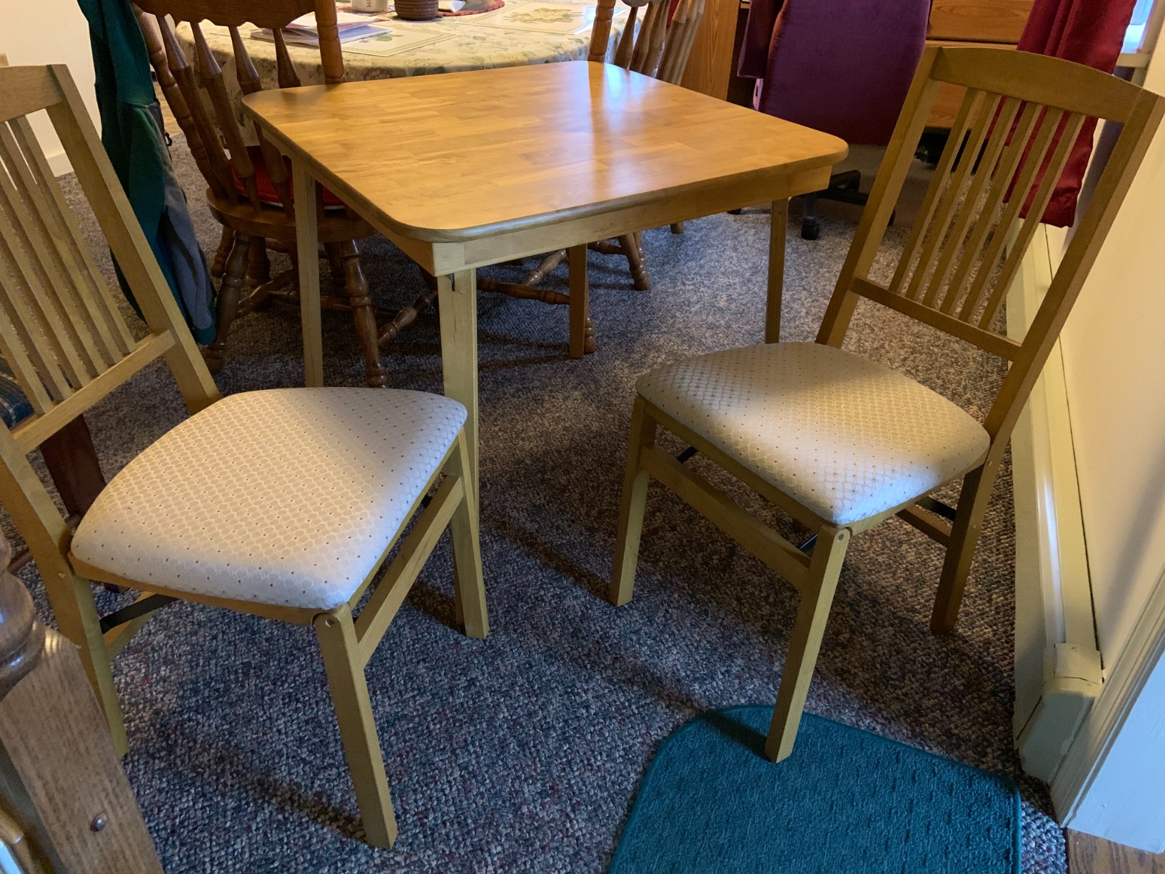 Stakmore MECO Simple Mission Wooden Folding Chairs with Padded Seats, Set of 2 - No Assembly Foldable Dining Chairs, Steel Folding Mechanism, Upholstered Cushion, Space-Saving, Cherry Frame customer photo 1