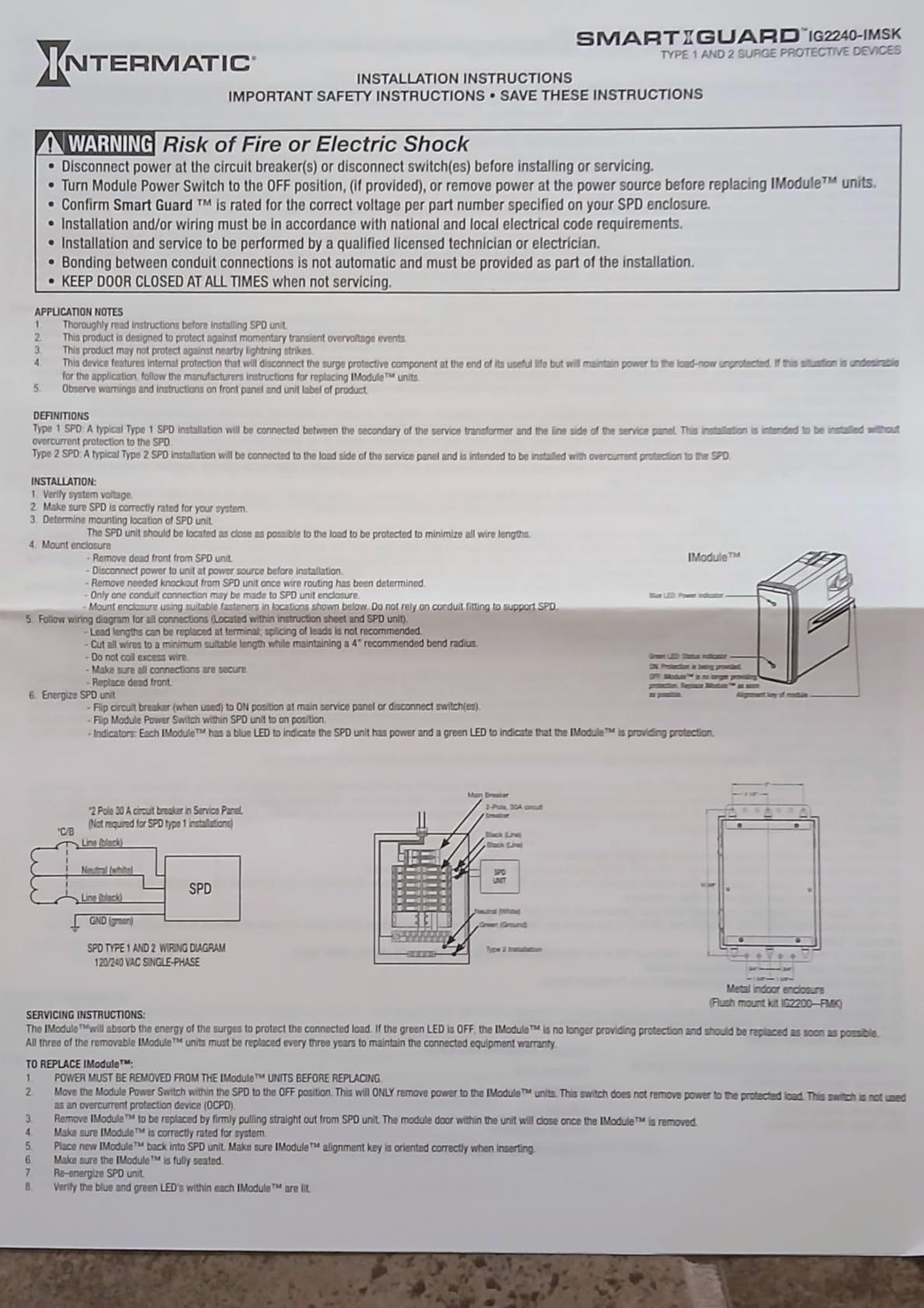 Intermatic IG2240-IMSK Smart Guard Whole-House Surge Protector, 120/240 VAC, UL Listed, Replaceable IMODULES customer photo 1