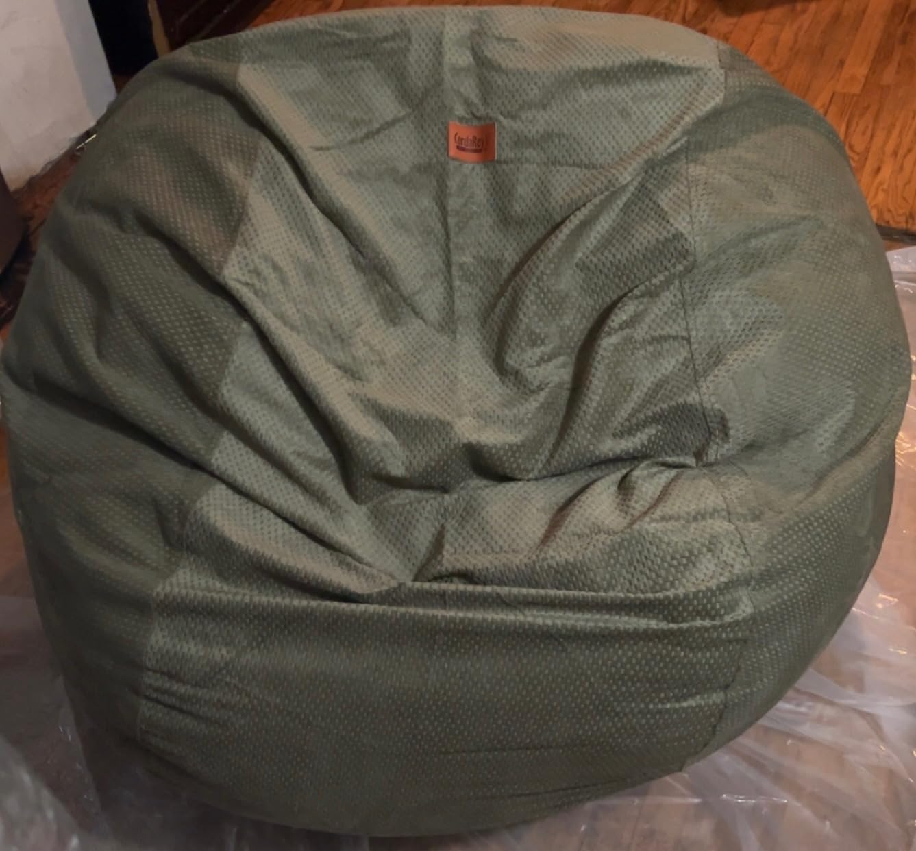 Chenille Bean Bag Chair, Convertible Chair Folds from Bean Bag to Lounger, As Seen on Shark Tank, Moss - Full Size customer photo 2