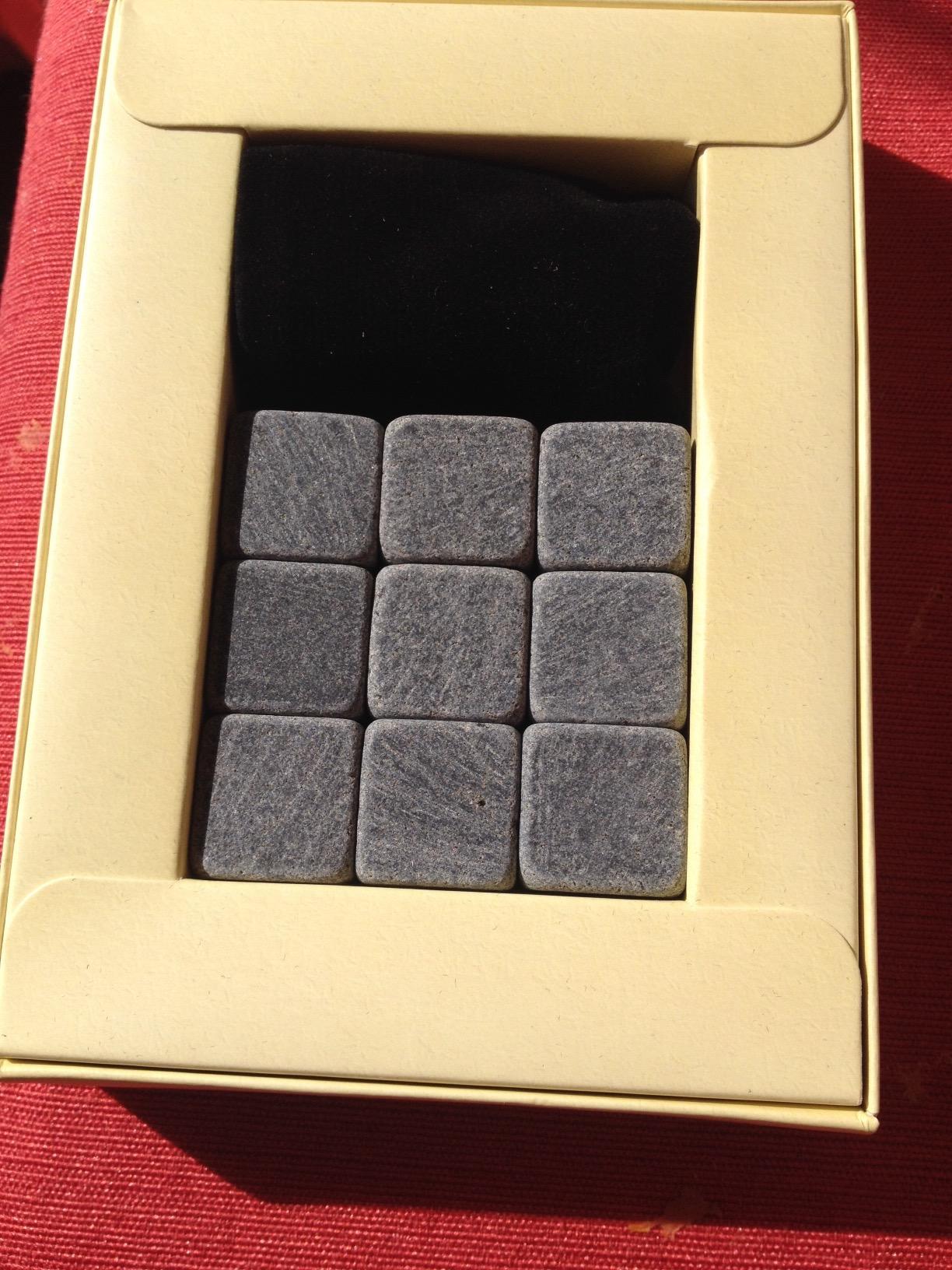 Set of 9 Grey Beverage Chilling Stones [Chill Rocks] Whiskey Stones for Whiskey and Other Beverages - in Gift Box with Velvet Carrying Pouch - Made of 100% Pure Soapstone - by Quiseen customer photo 2