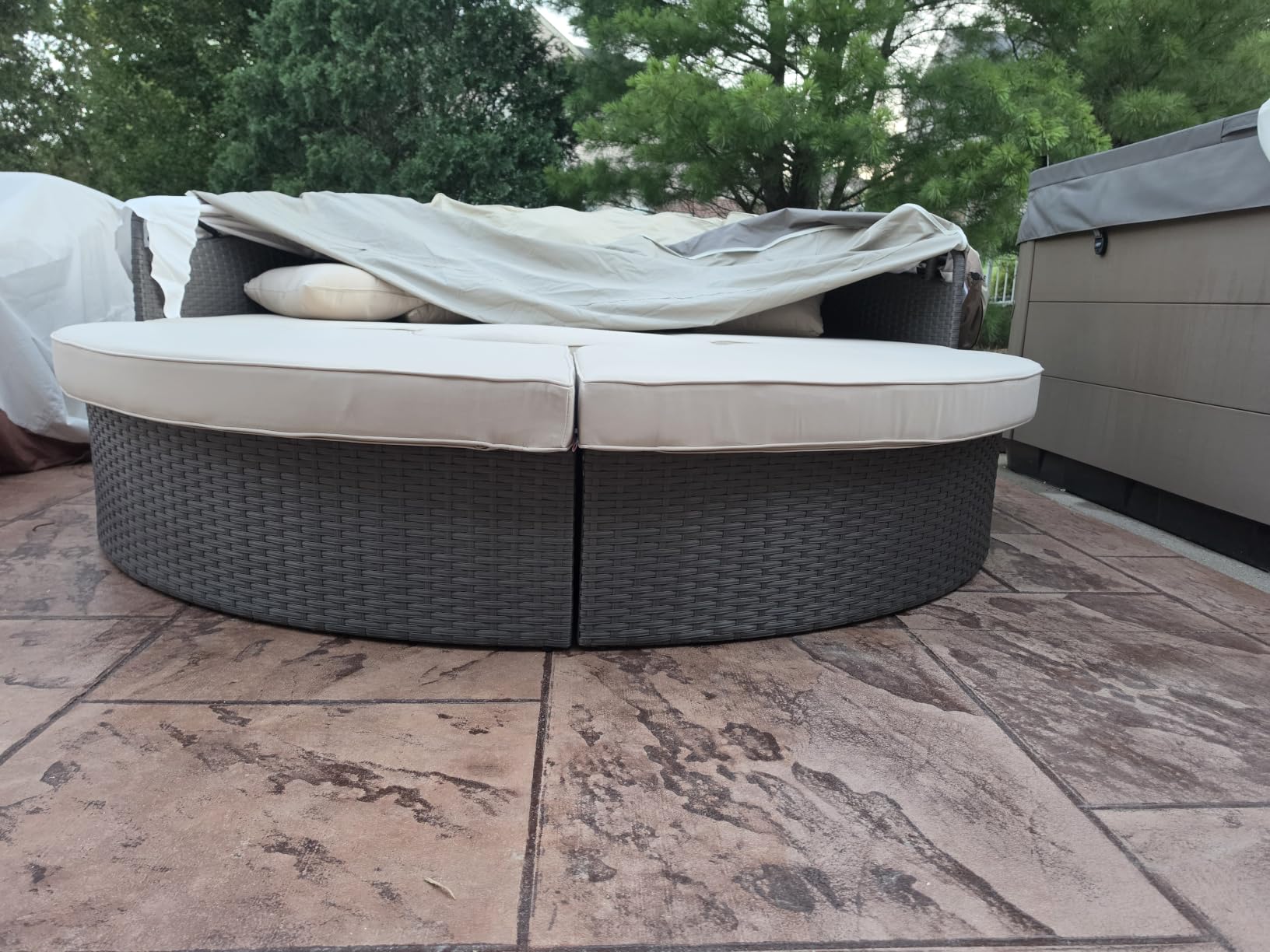 Modway Sojourn Outdoor Patio Sunbrella Sectional Daybed with Canopy in Antique Canvas Beige customer photo 1