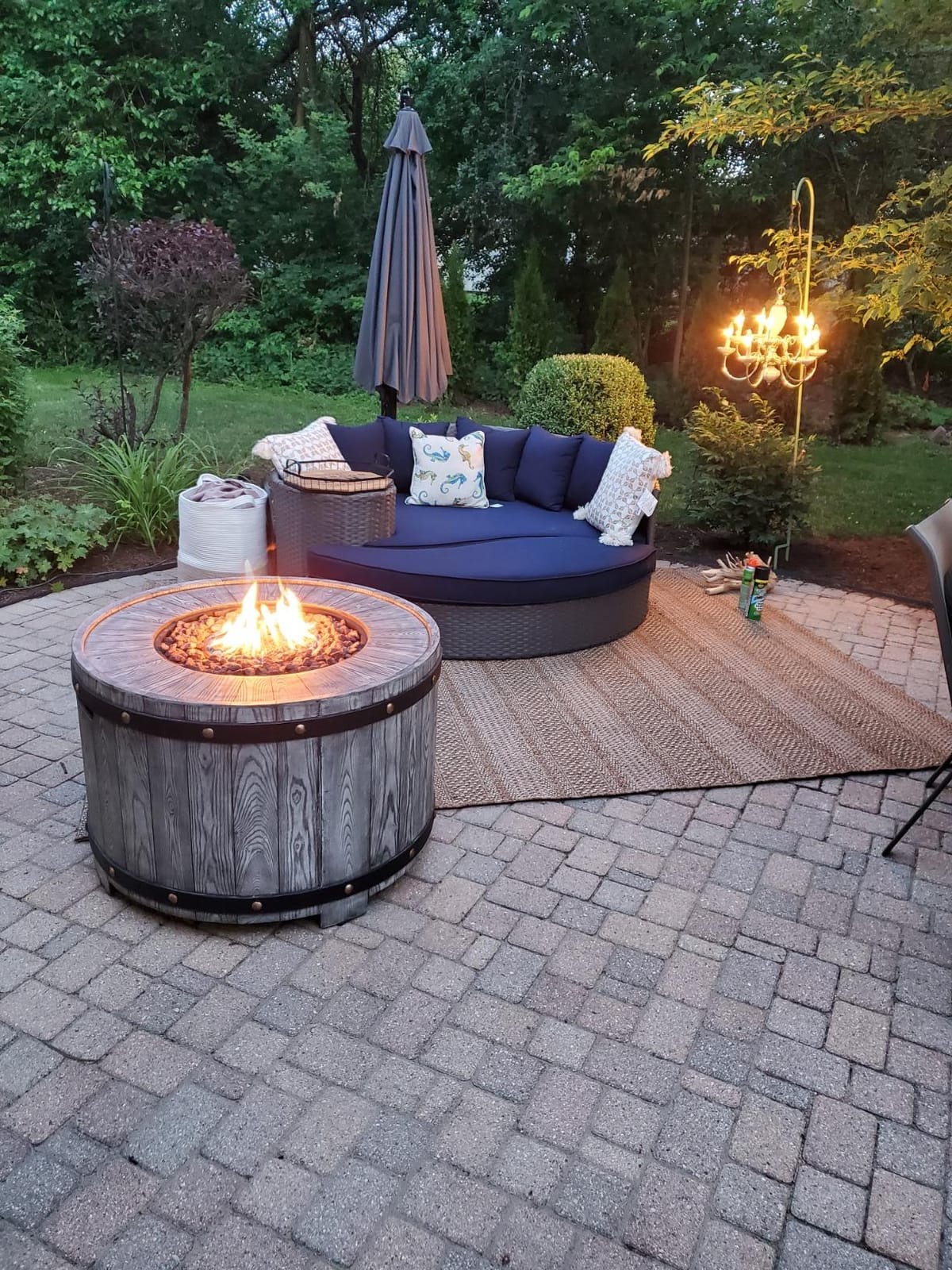 Modway Sojourn Wicker Rattan Outdoor Patio Sunbrella Fabric Daybed in Canvas Navy customer photo 2
