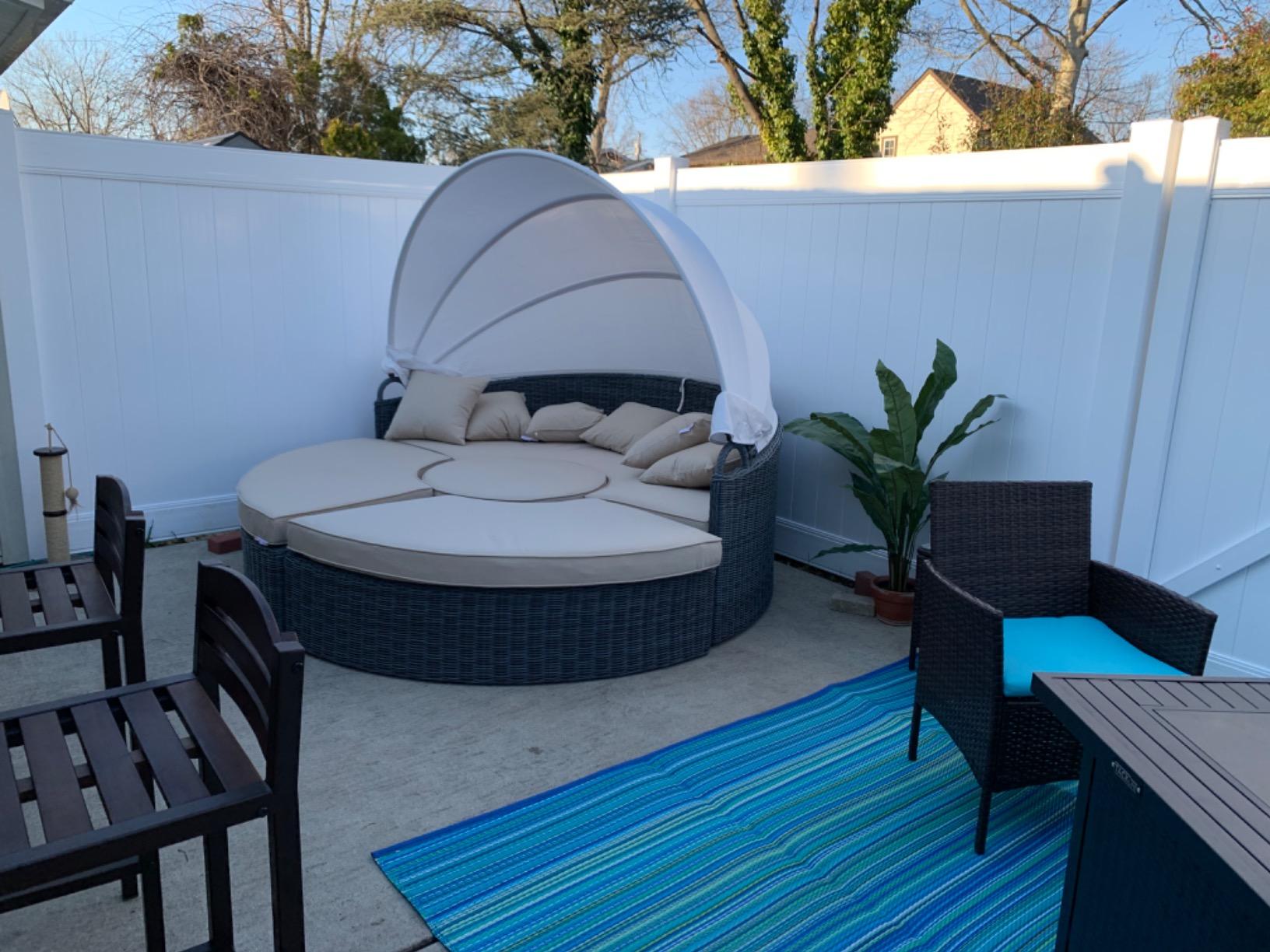 Modway Summon Outdoor Patio Daybed with Canopy and Sunbrella Cushions in Canvas Navy customer photo 2