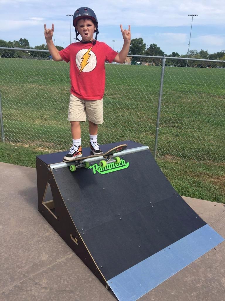 Ramptech Quarterpipe Ramp (3' Tall x 4' Wide) - Weatherproof, Heavy-Duty Indoor and Outdoor DIY Skateboard Ramp Kit - Portable Skateboarding Ramps with Caster Wheels and High Friction ABS Surfacing customer photo 1