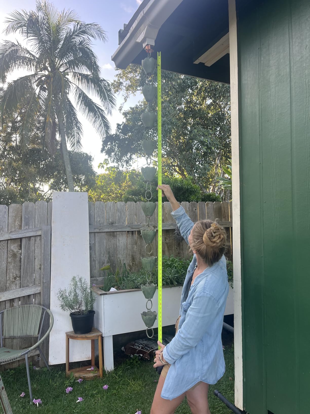 Good Directions 463V1-8 Tulip Rain Chain 8-1/2 Feet Long, 13 Extra Large Cups, 100% Blue Verde Pure Copper customer photo 2