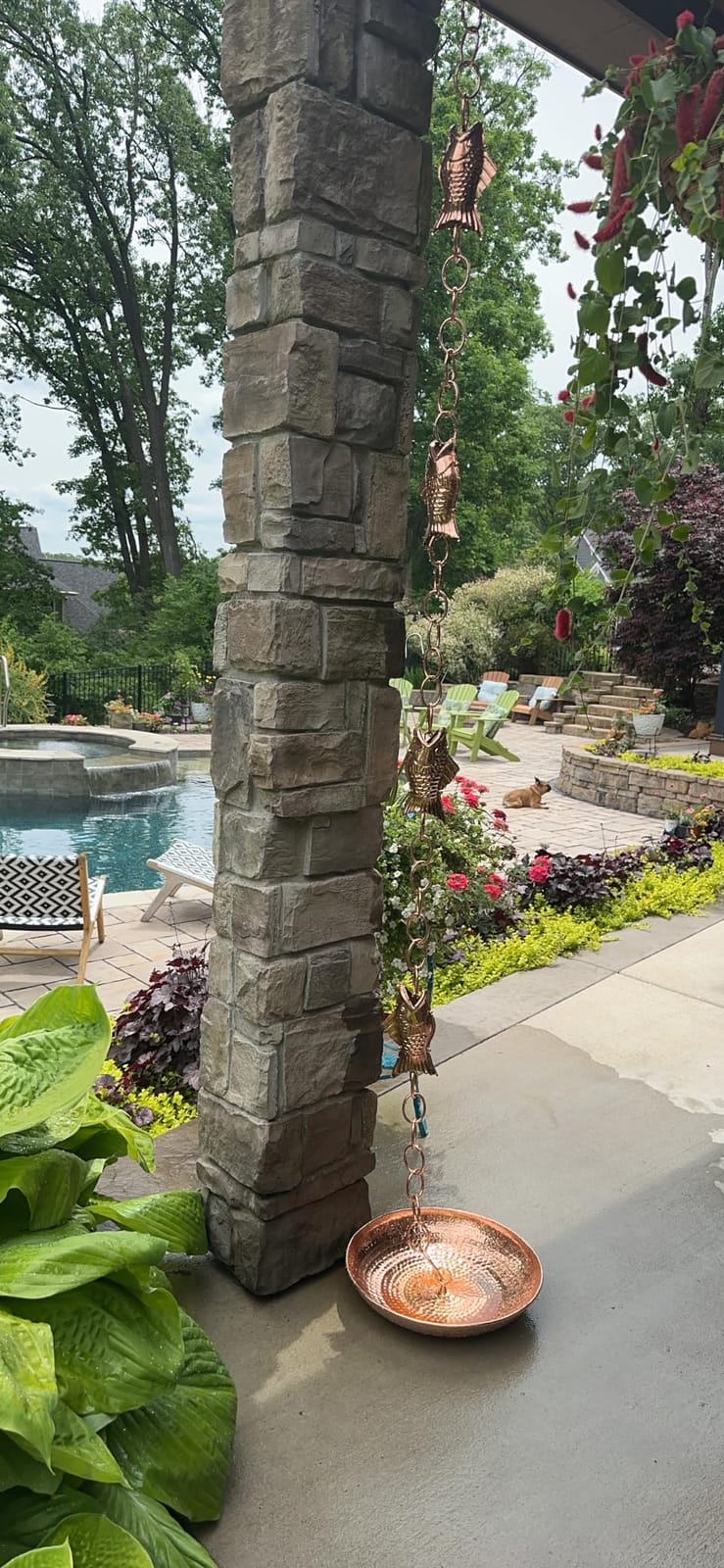 Good Directions 487P-8 Fish Rain Chain - 8.5 ft., with 4 Large Figures, Large Cups 100% Pure Copper customer photo 1