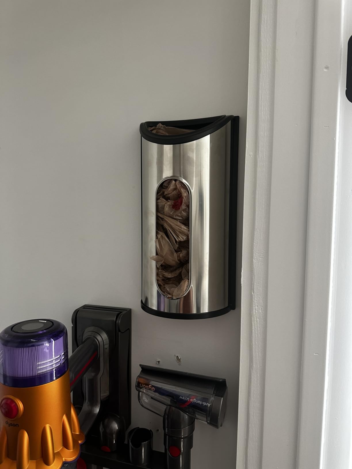 Utopia Kitchen Wall-Mounted Stainless Steel Grocery Bag Holder, Silver | Space-Saving Plastic Bag Holder for Kitchen, Pantry or Cabinet, Reusable Plastic Bag Organizer customer photo 1