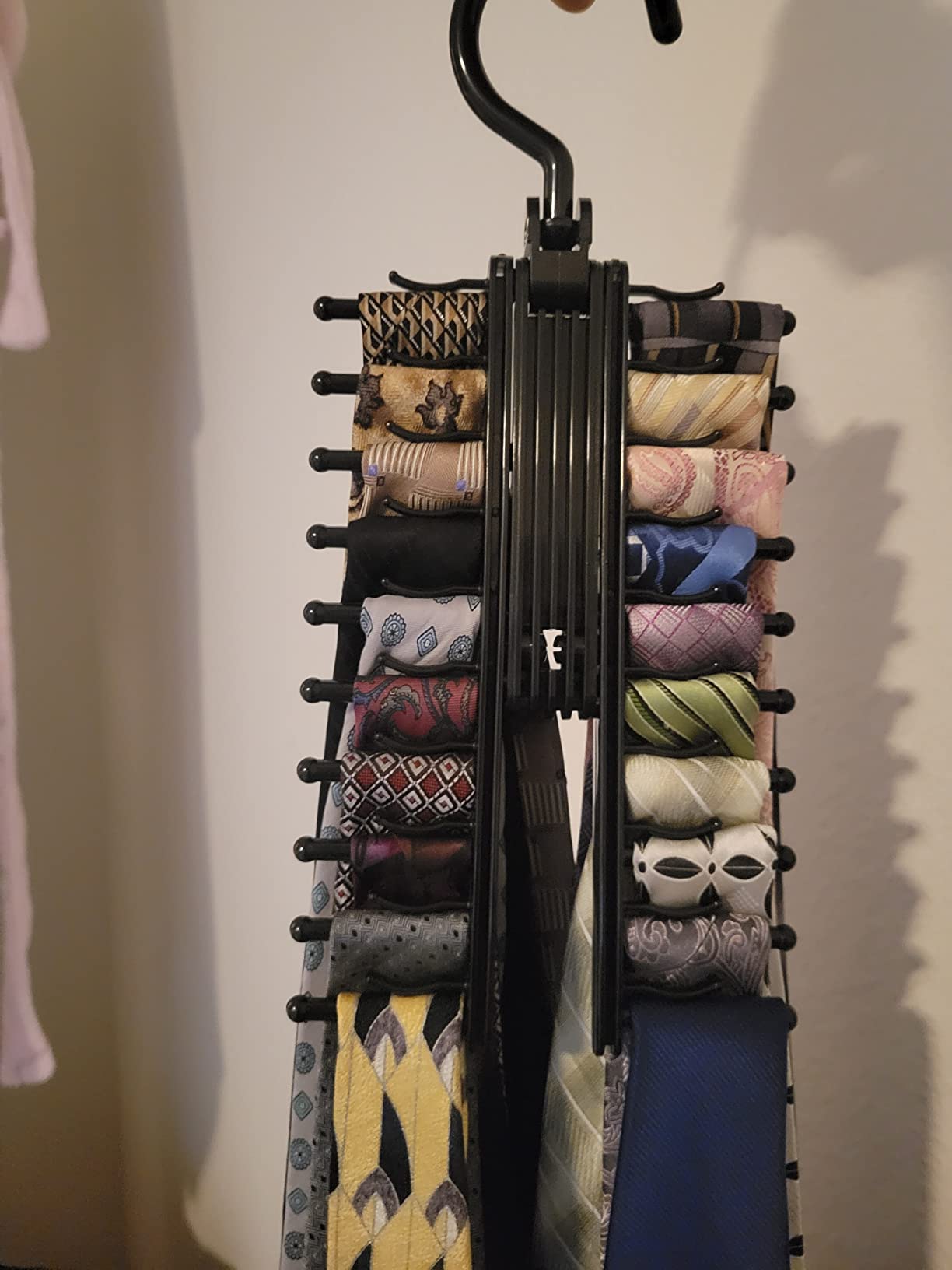 2-Pack Black Tie Rack, Organizer, Hanger, Holder - Affordable Tie Storage customer photo 2