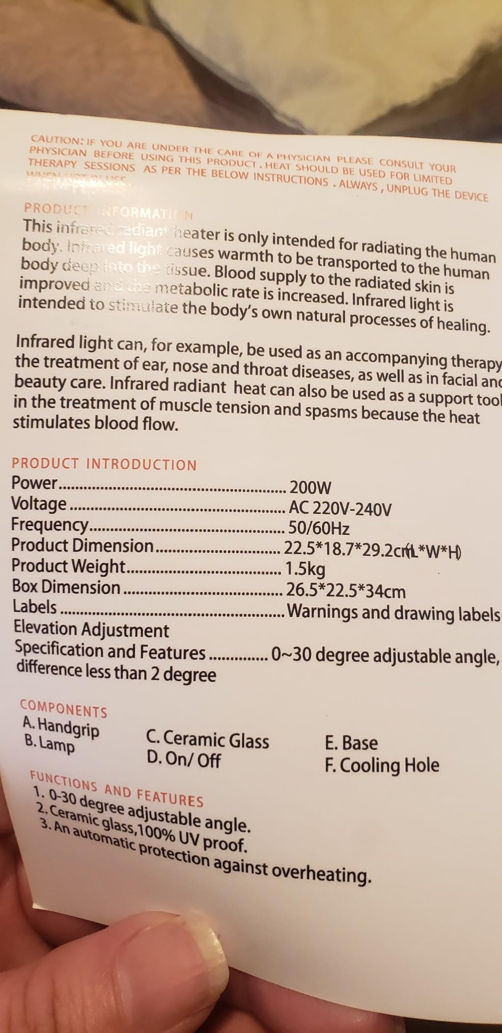 Red Light Infrared Heat Lamp by TheraLamp - 300W Infrared for Muscle Pain, Back Pain Relief, Blood Circulation, Safety Timer, Wide Coverage customer photo 1