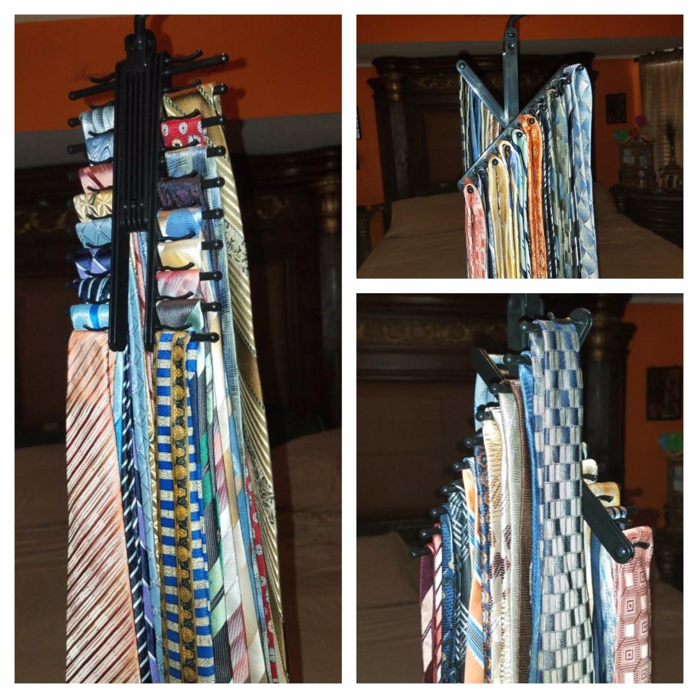 IPOW Upgraded 2 PCS See Everything Cross X 20 Tie Rack Holder, Rotate to Open/Close Tie and Belt Hanger with Non-Slip Clips, 360 Degree Swivel Space Saving Organizer customer photo 1