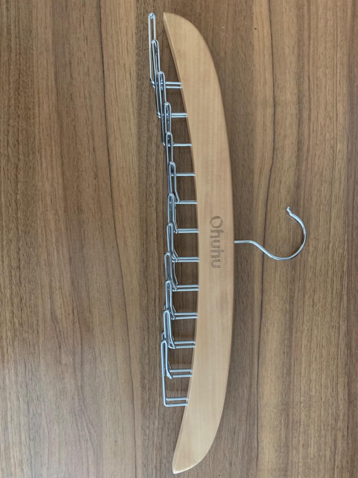 Ohuhu 24-Hook Wooden Tie Rack, 360° Rotating Rustproof Closet Hanger | Folding space-saving design, Anti-slip clips, Holds 24 ties customer photo 1