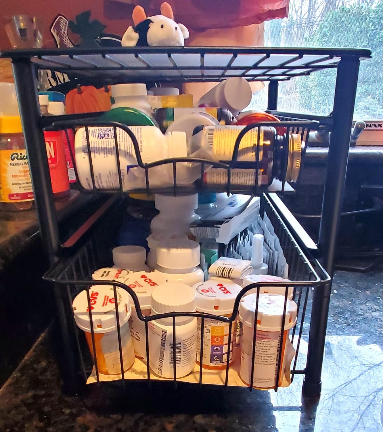 Simple Houseware Stackable 2 Tier Sliding Basket Organizer Drawer, Chrome customer photo 2