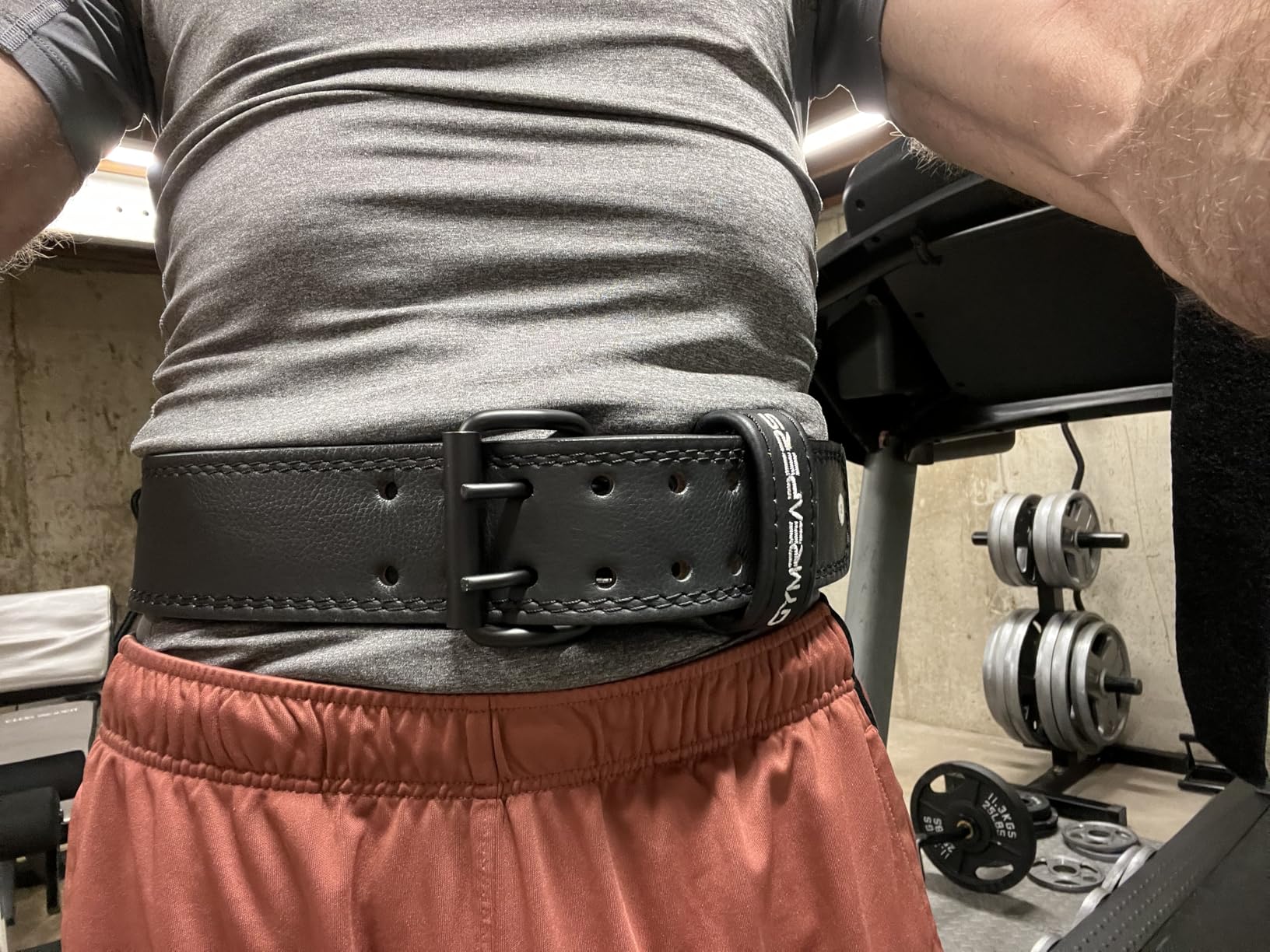 Gymreapers Leather Weightlifting Belt for Bodybuilding, Squatting, Lower Back Support & Back Pain - Real Leather, Adjustable Buckle Sizing - Men Women customer photo 1