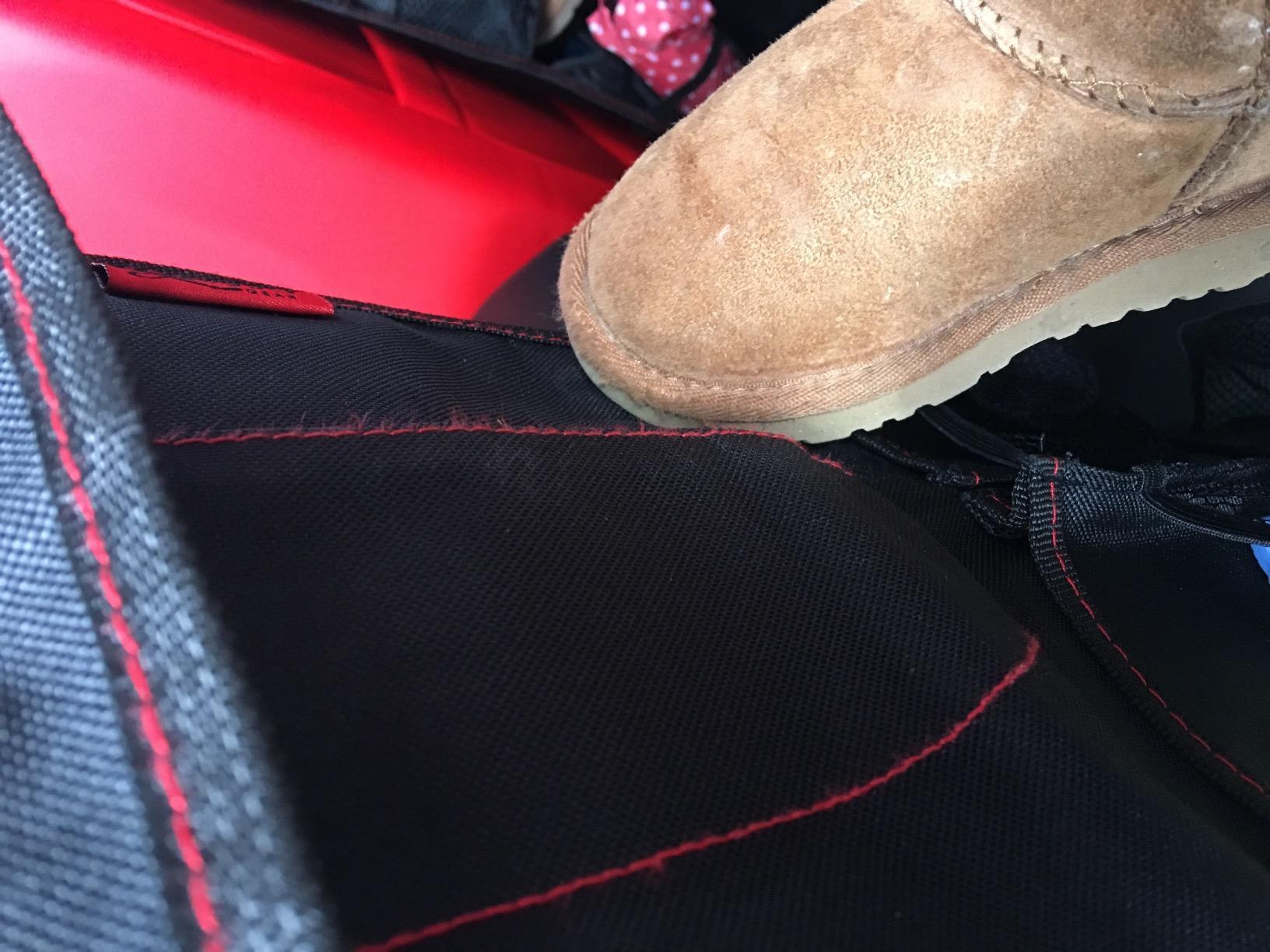 Lusso Gear Backseat Car Organizer - Kick Mat Protects Against Kids Feet - 12 Large Storage Pockets - iPad, Tablet, Water Bottle Holder - Durable, Heavy Duty Road Trip Essential (Black) customer photo 1